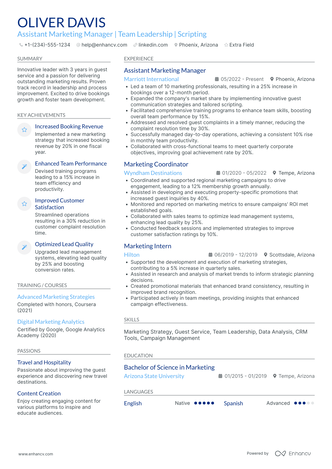 Marketing Assistant Manager Resume Example