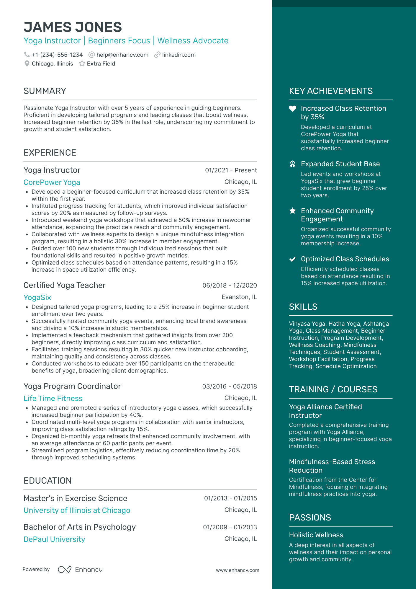 Yoga Instructor for Beginners Resume Example