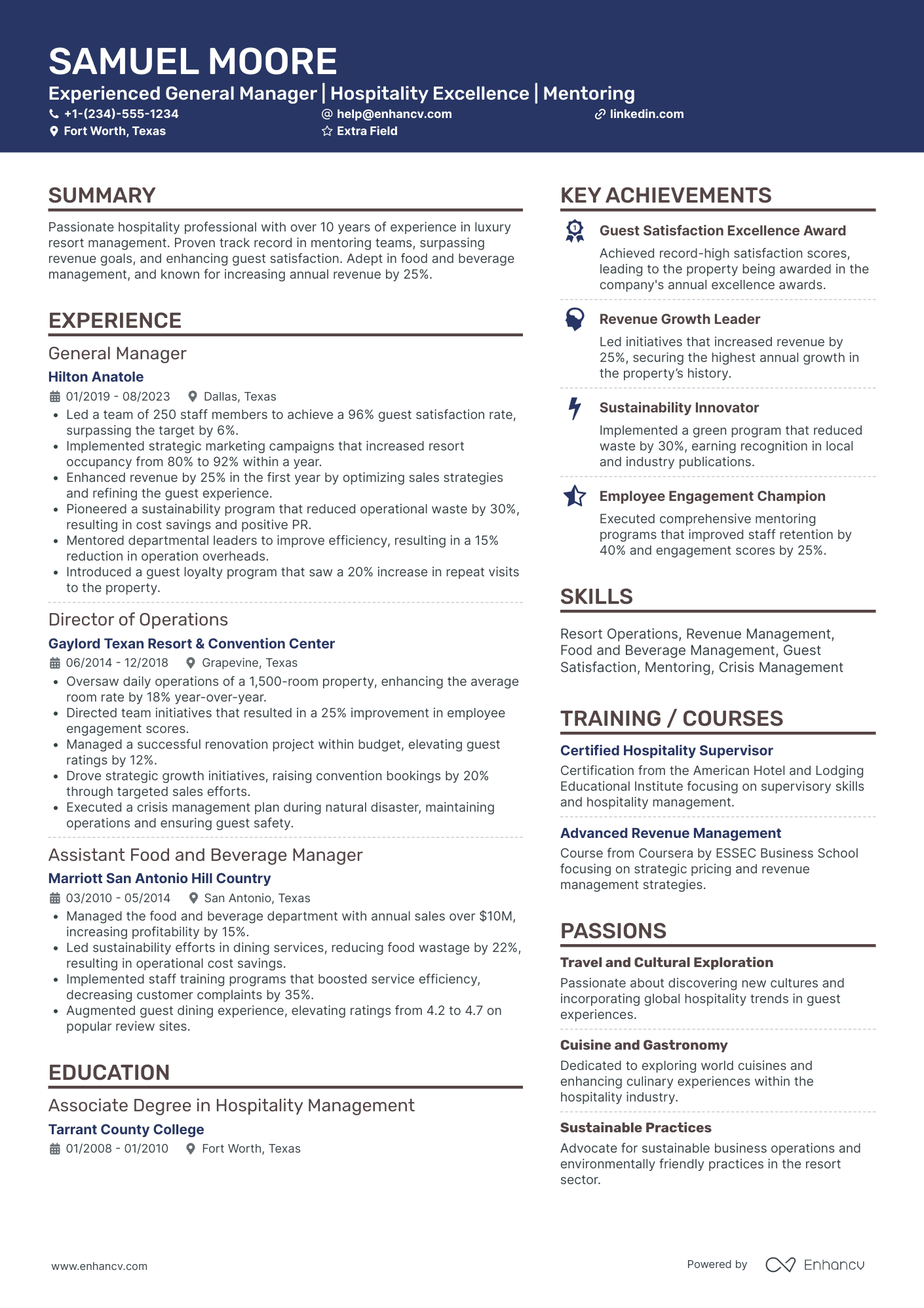 Resort Spa Manager Resume Example