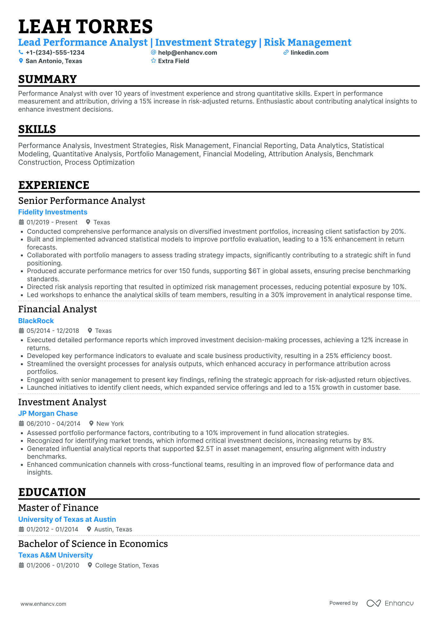 Uber Driver Performance Analyst Resume Example