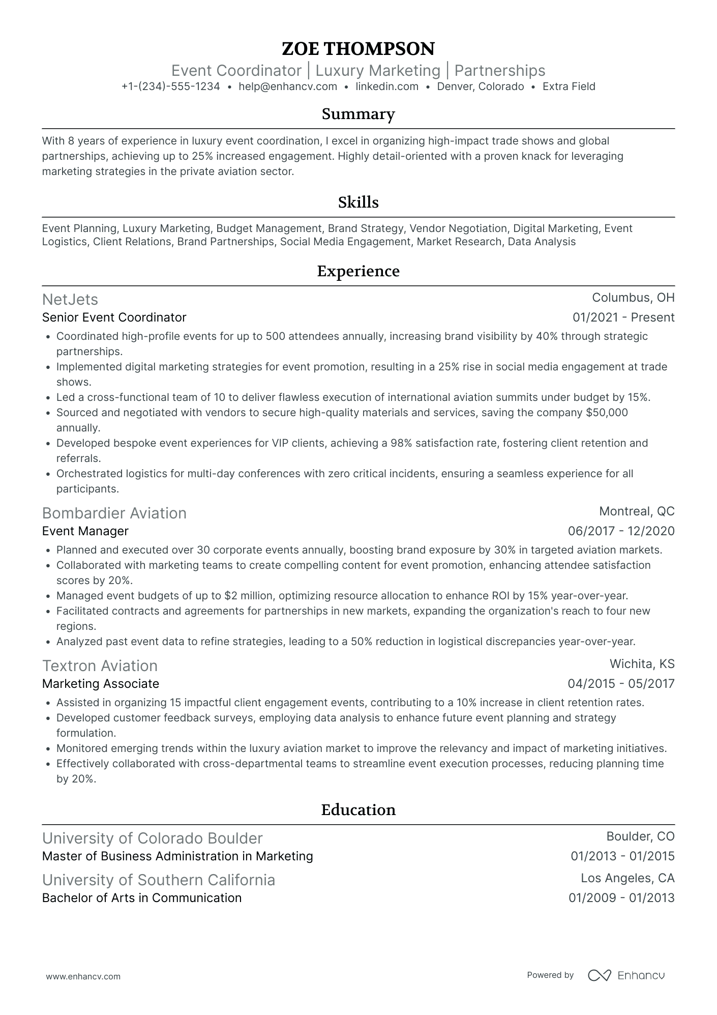 Event Production Coordinator Resume Example