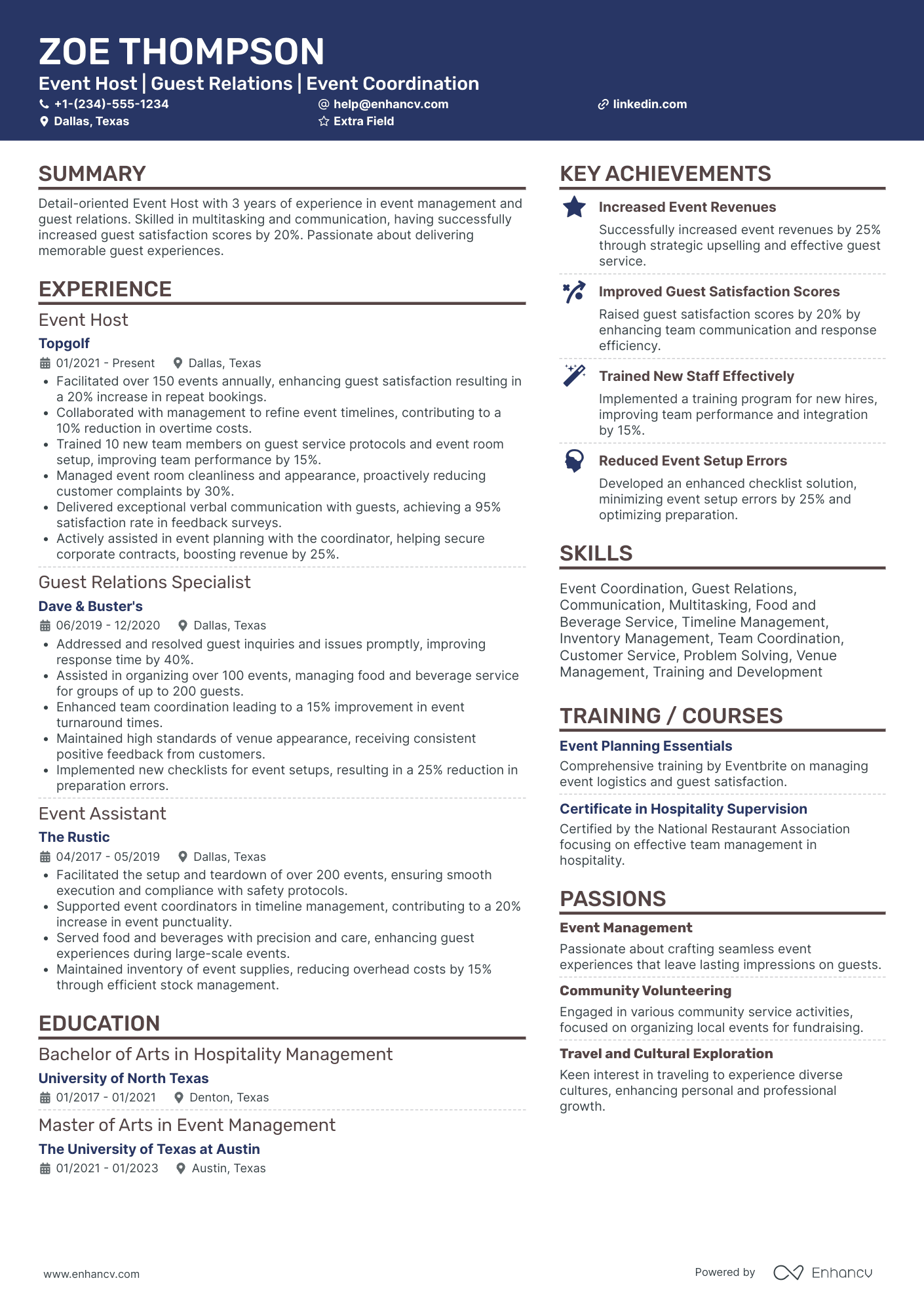 Event Hostess Resume Example