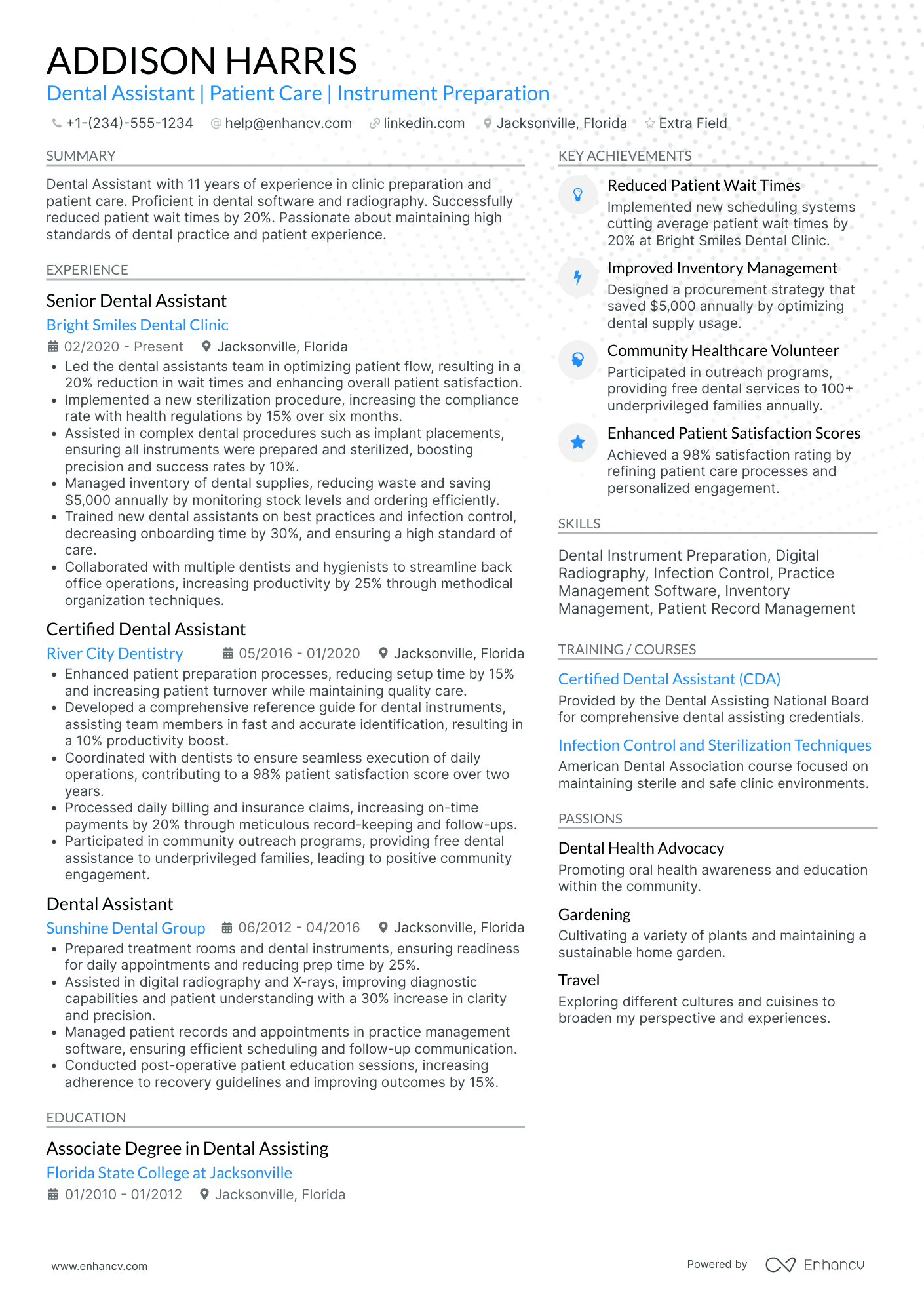 Dental Office Assistant Resume Example