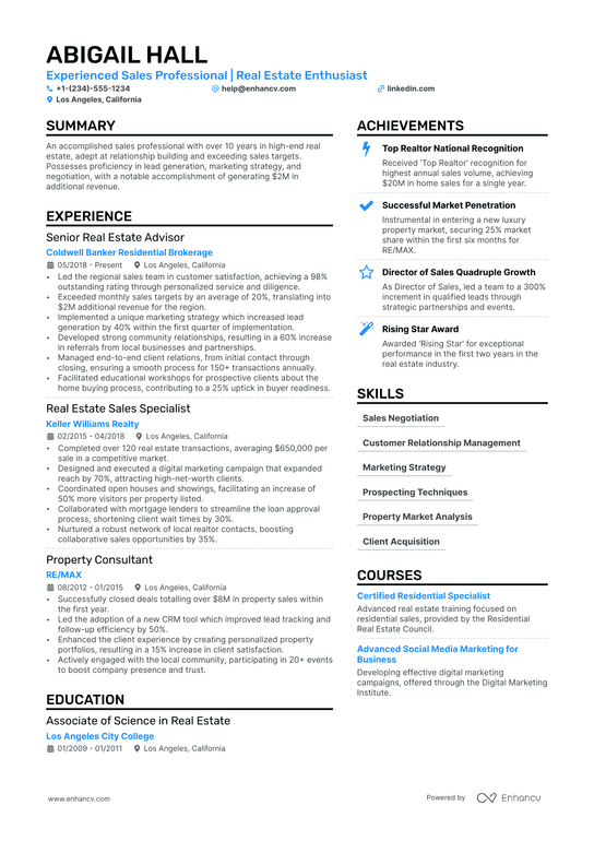 New Home Sales Consultant Resume Example