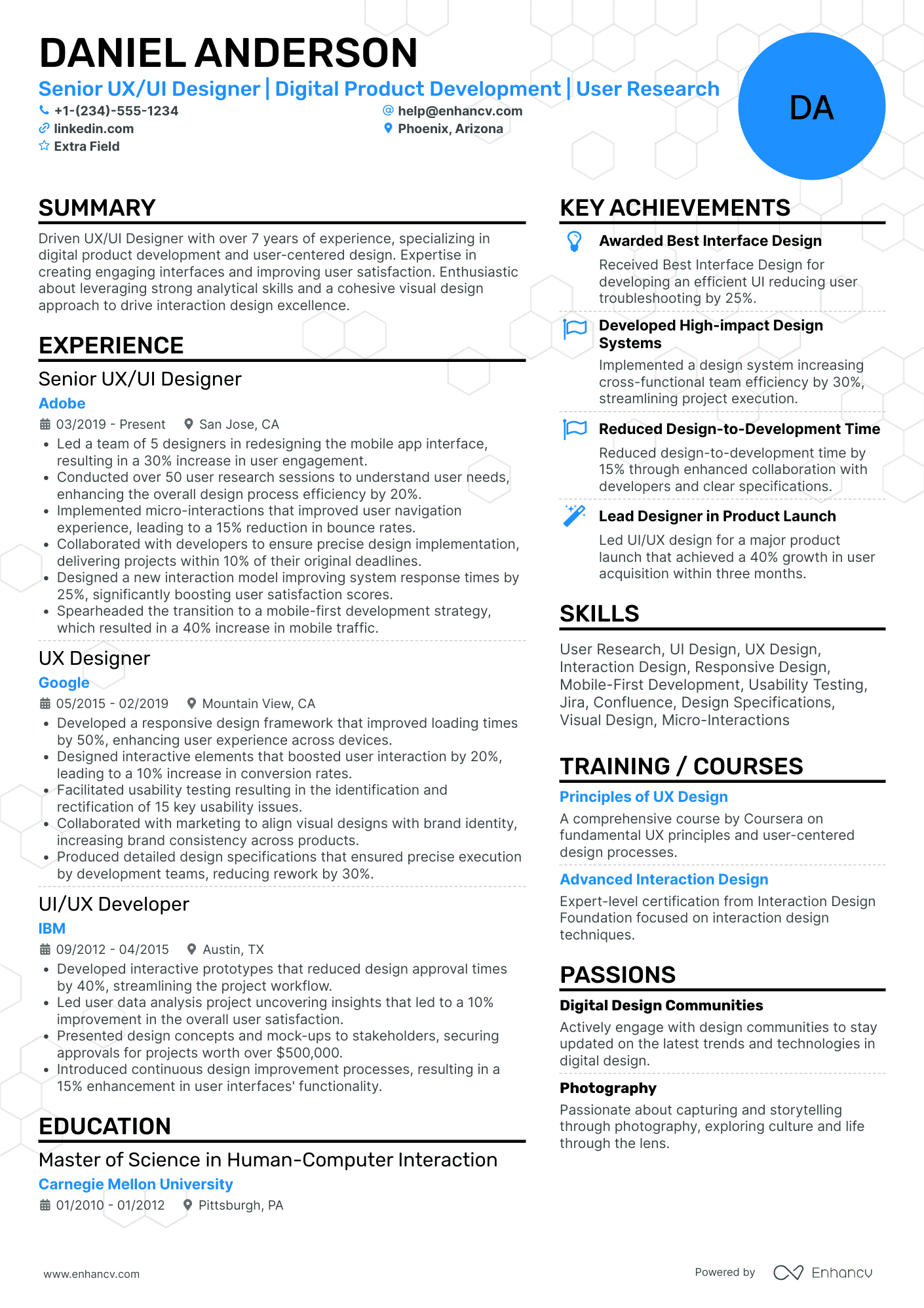 Principal UX UI Designer Resume Example