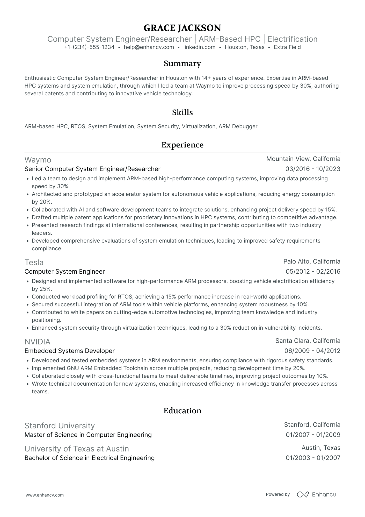 Computer Systems Engineer Resume Example