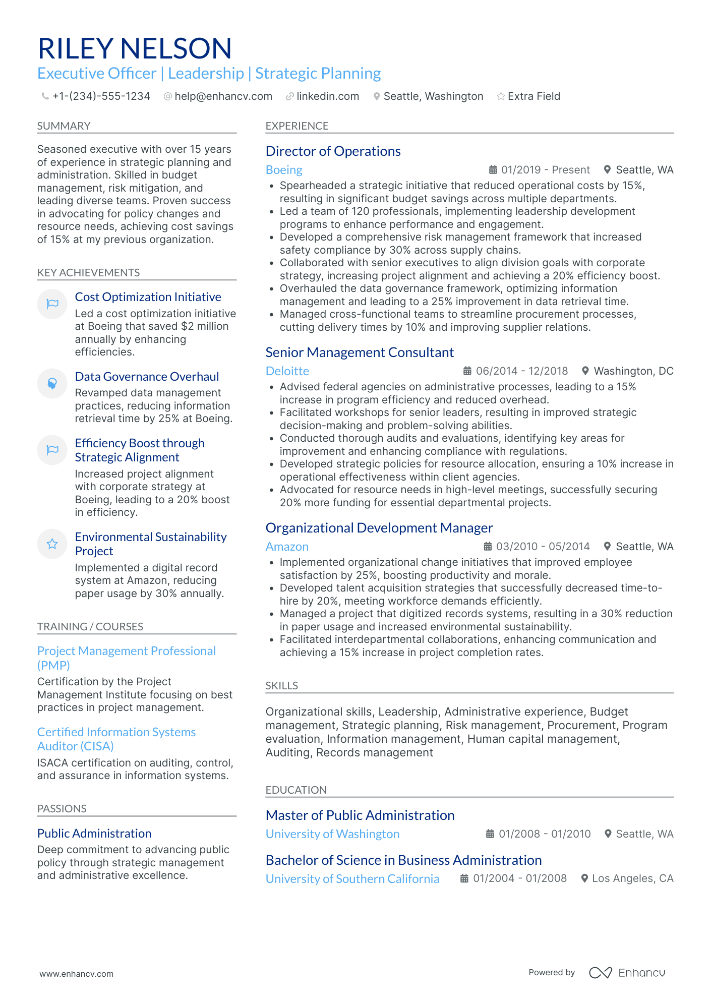 Career Change Executive Resume Example