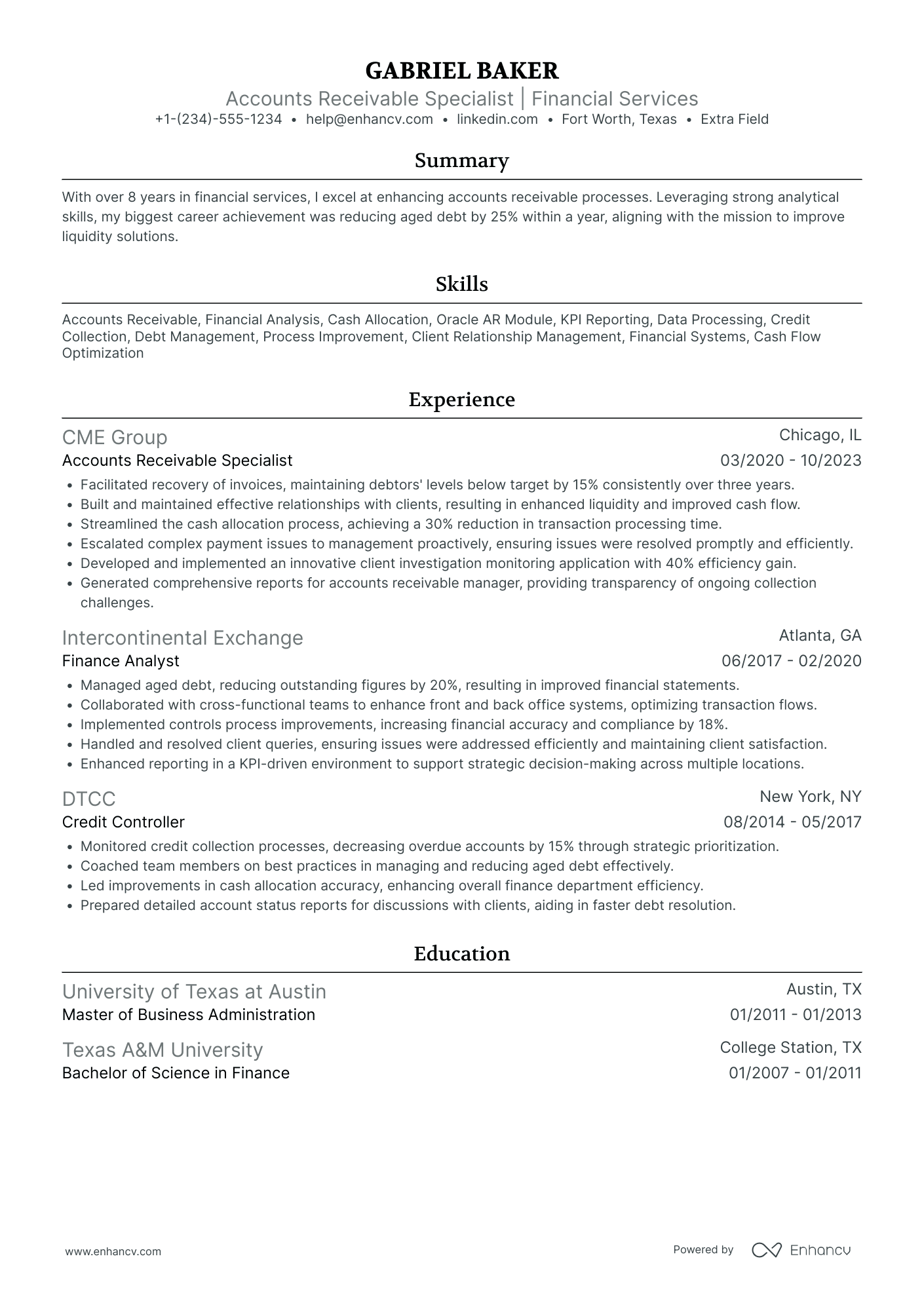 Accounts Receivable Associate Resume Example