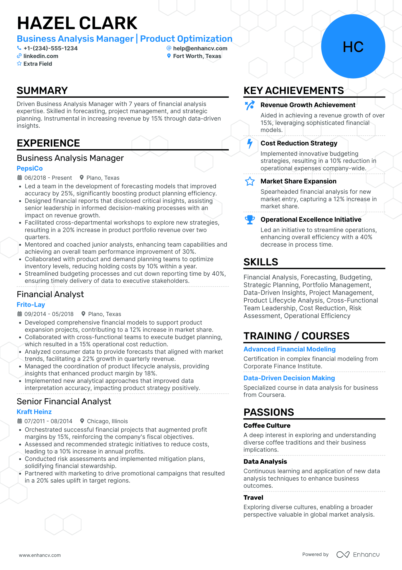 Starbucks Financial Analyst Resume Example