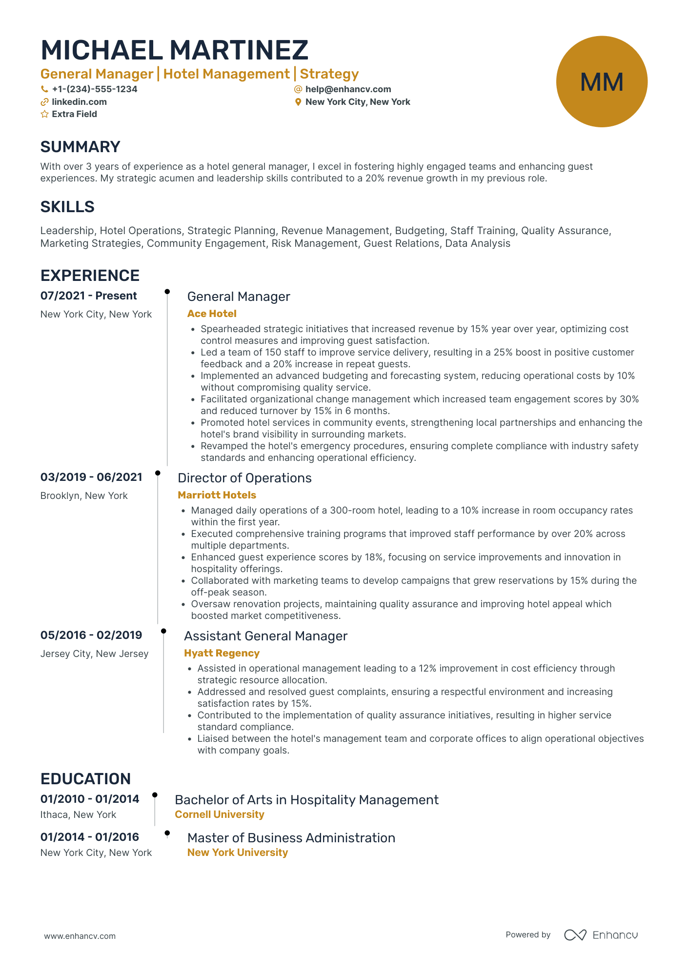 General Manager of Research and Development Resume Example