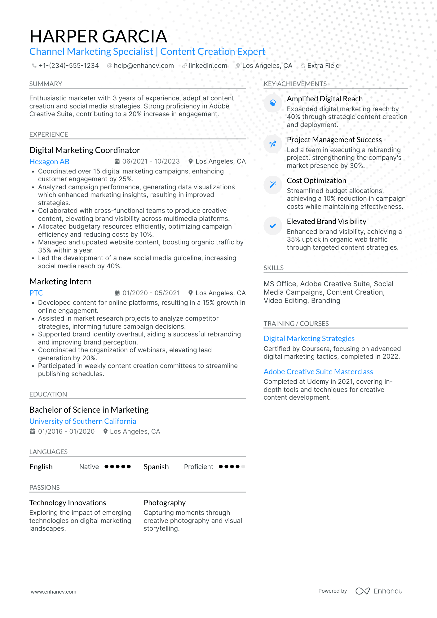 Marketing Assistant Intern Resume Example