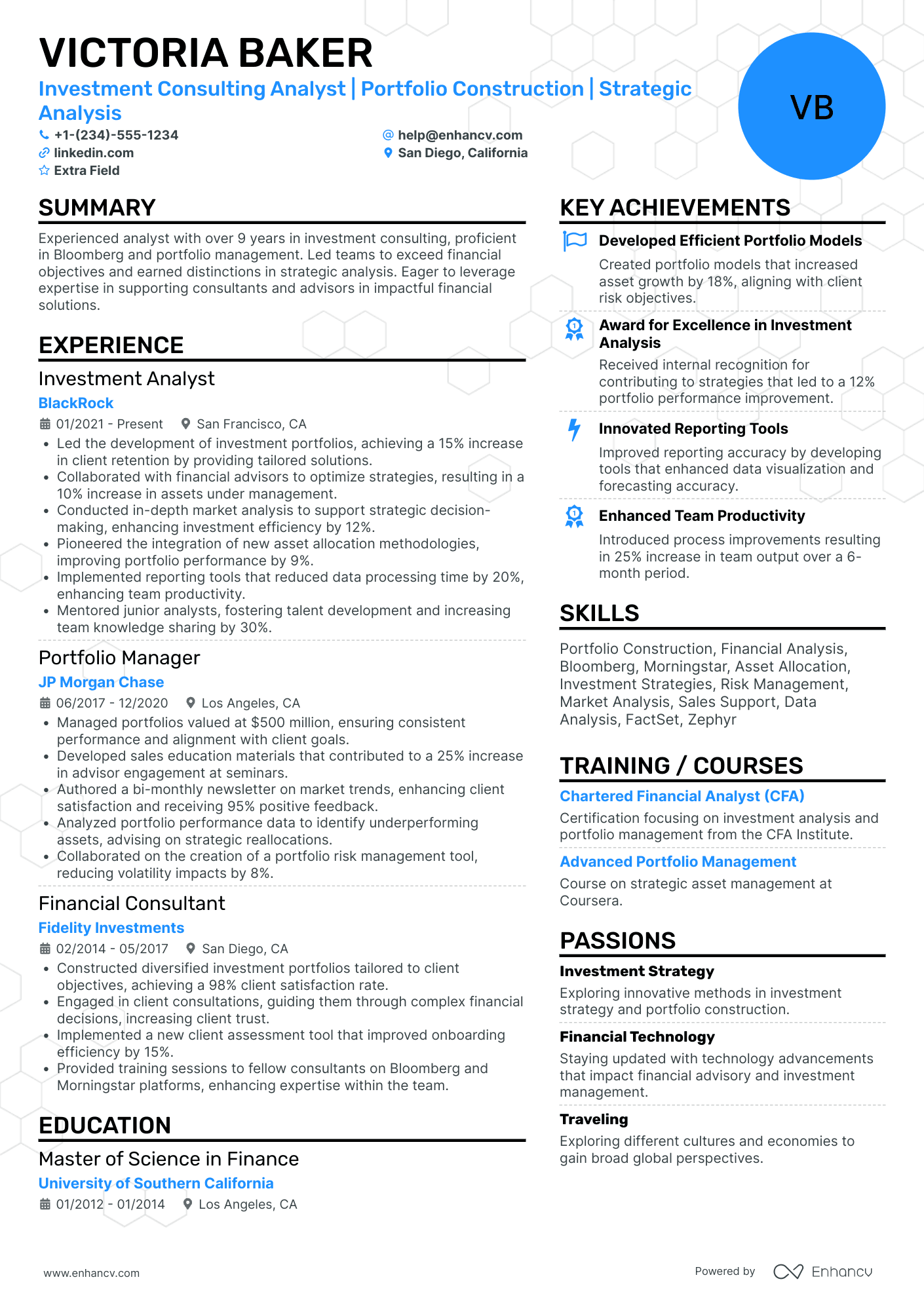 Financial Analyst Consultant Resume Example