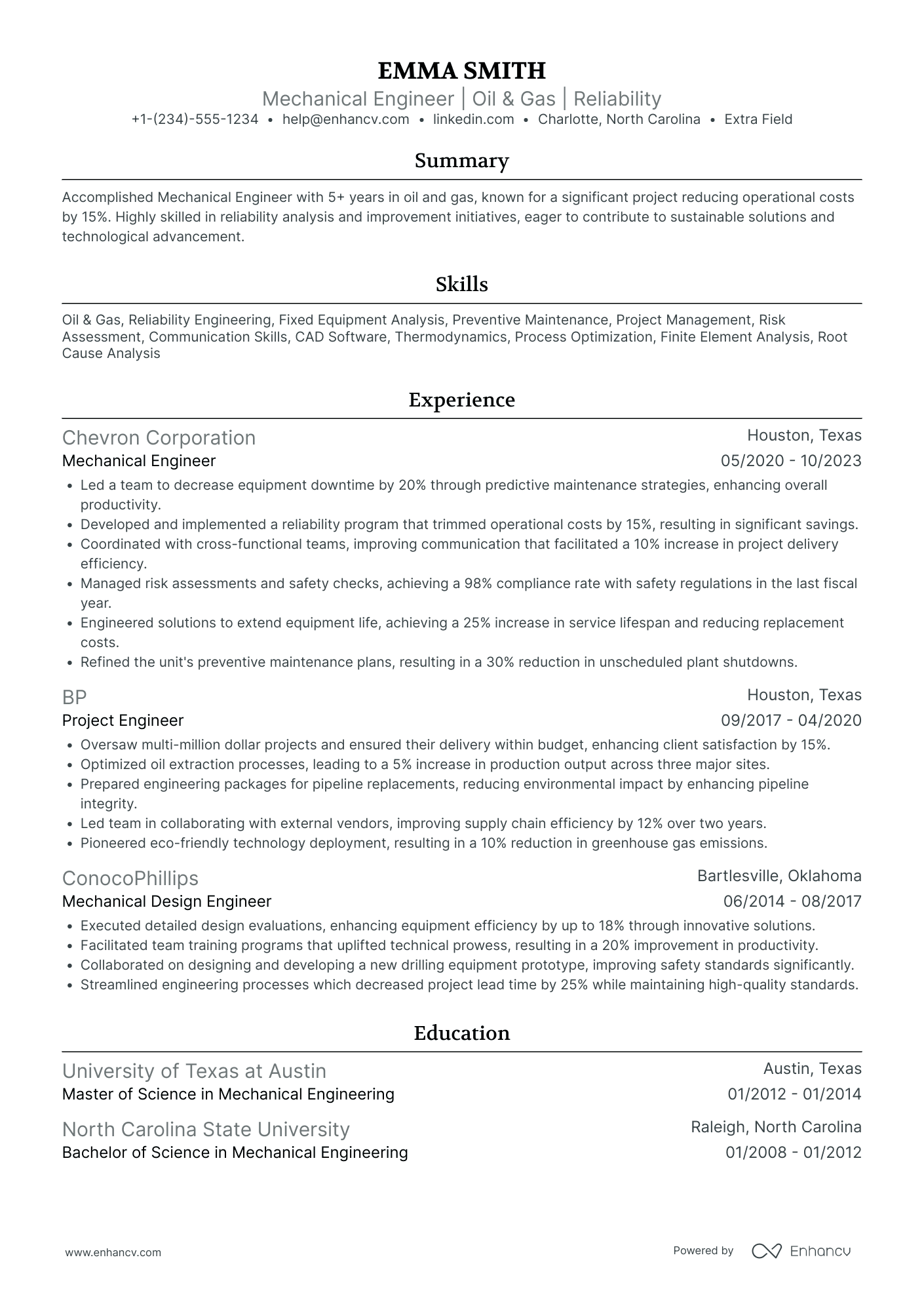 Product Mechanical Engineer Resume Example