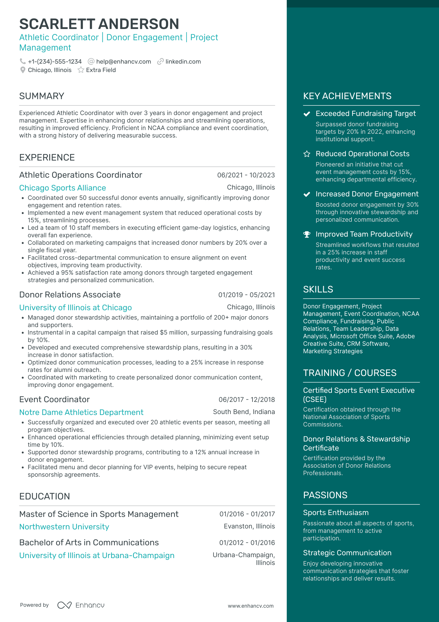 Athlete Public Relations Officer Resume Example