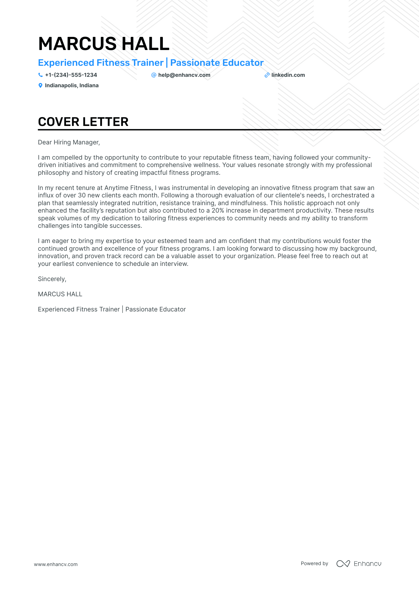 Fitness Trainer Resume Example