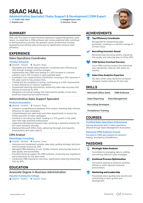 Sales Administrative Assistant Resume Example