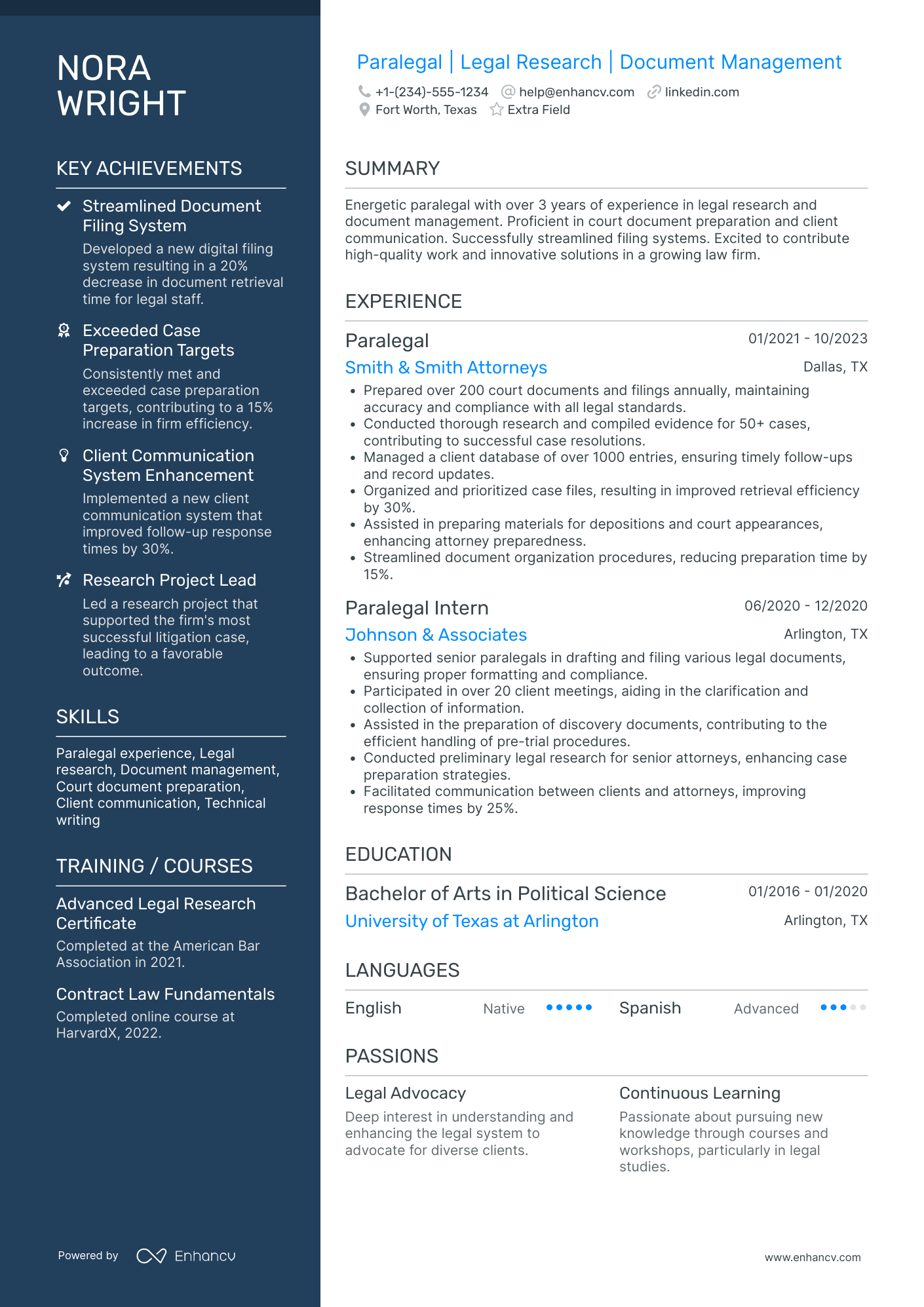 Junior Paralegal Resume Example