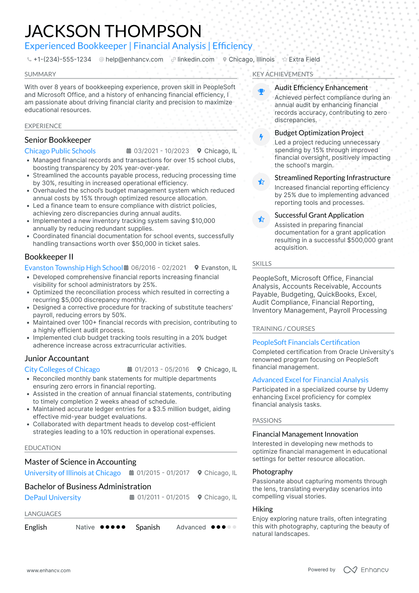 Bookkeeper Auditor Resume Example