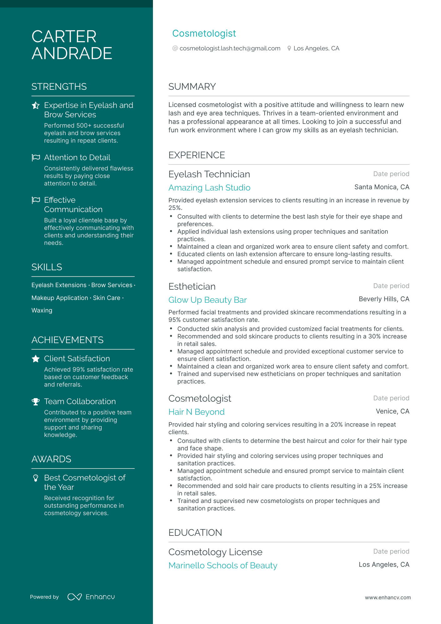 12 Esthetician Resume Examples & Guide for 2023