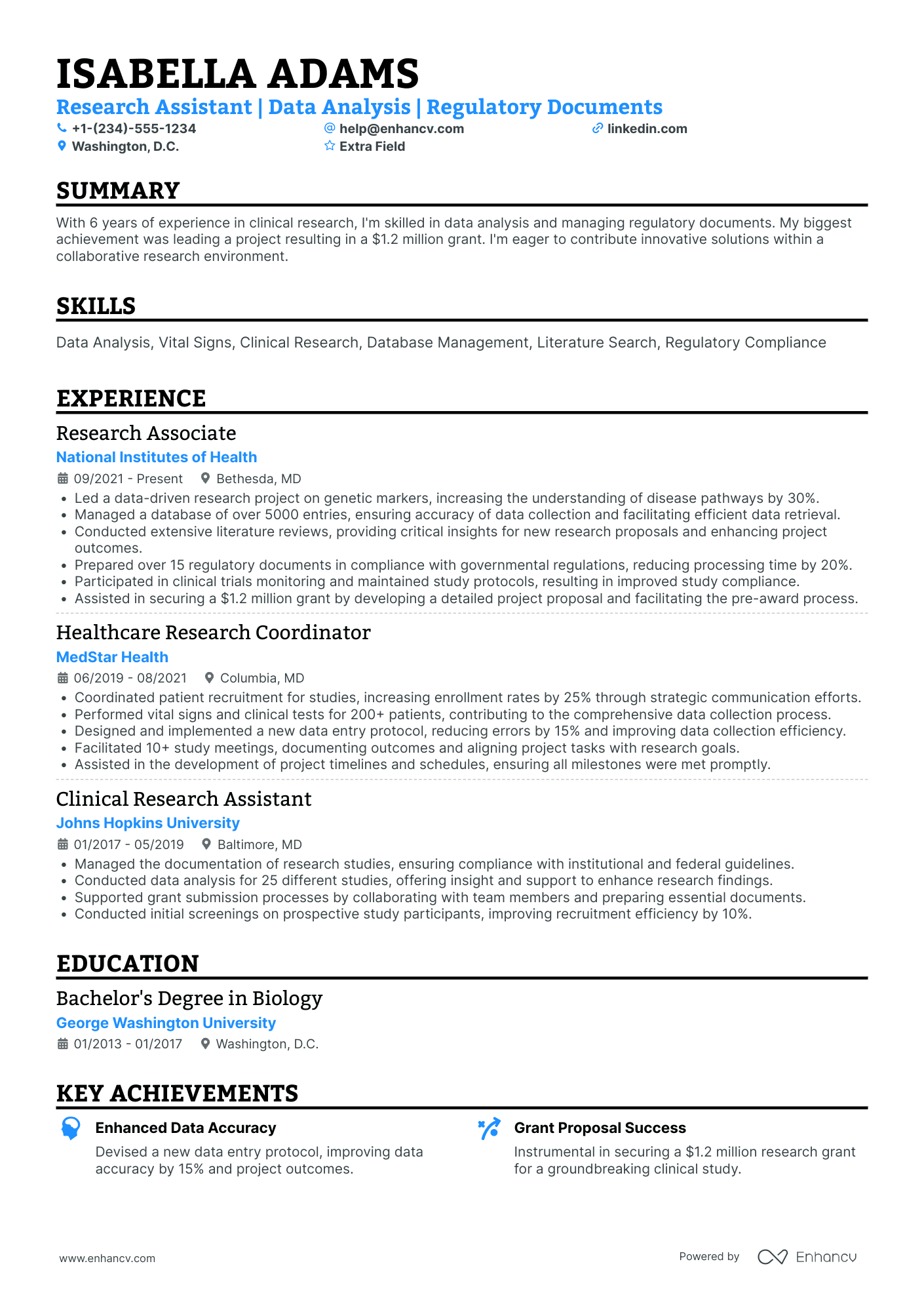 Principal Research Assistant Resume Example