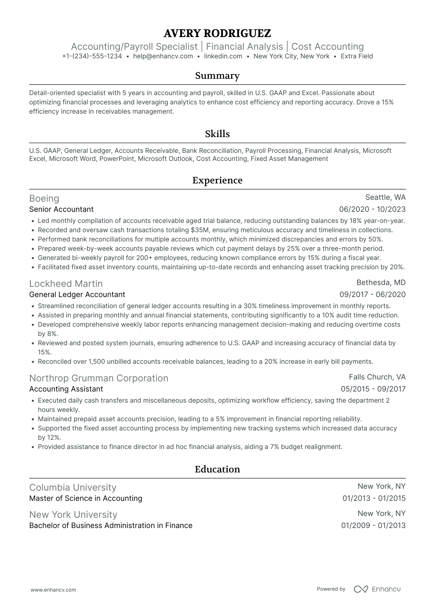 Accounts Clerk Specialist Resume Example