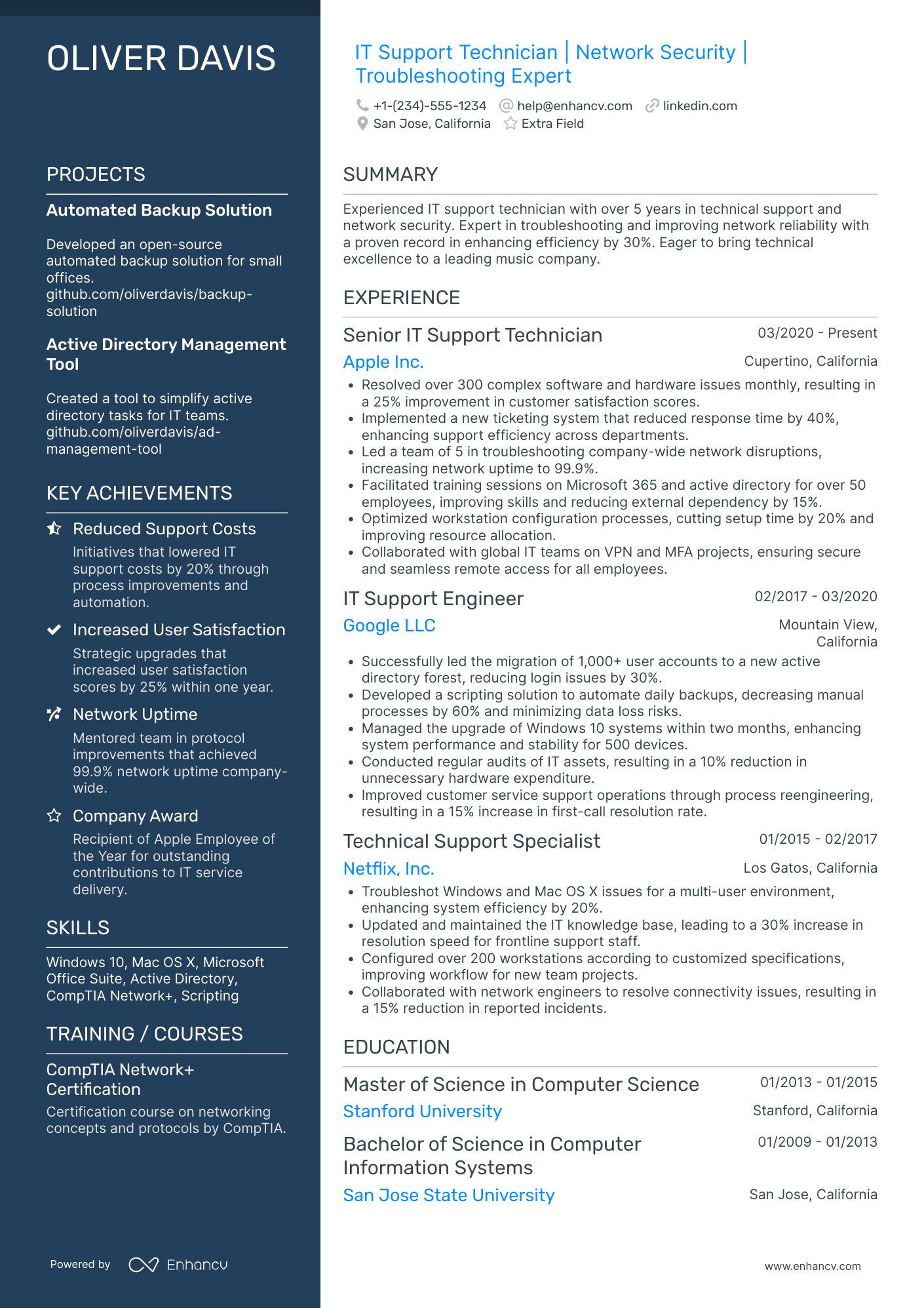 IT Support Technician Resume Example