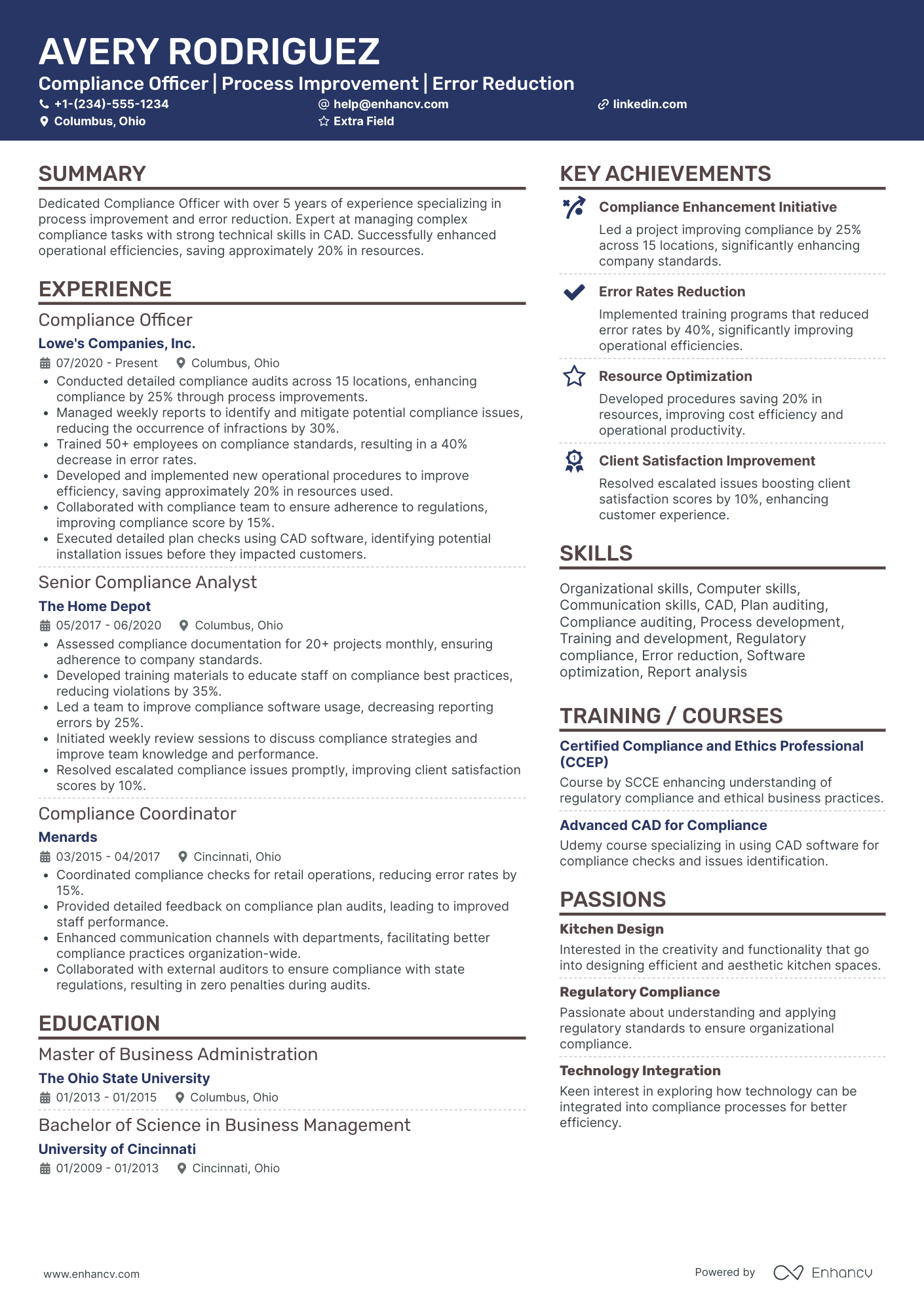 Advertising Compliance Officer Resume Example