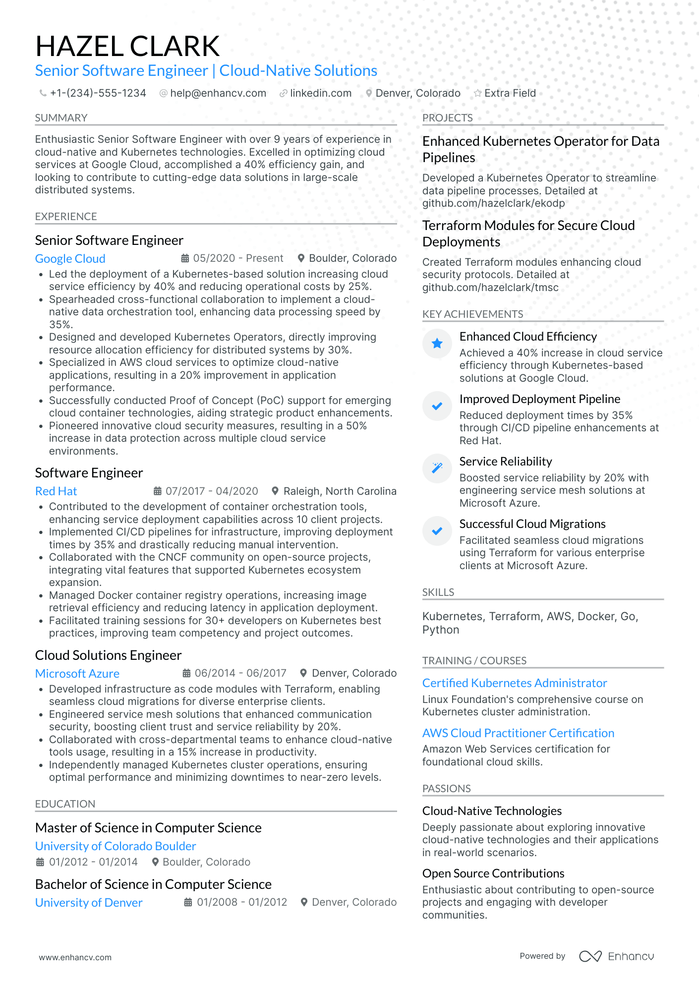 Kubernetes Cloud Engineer Resume Example