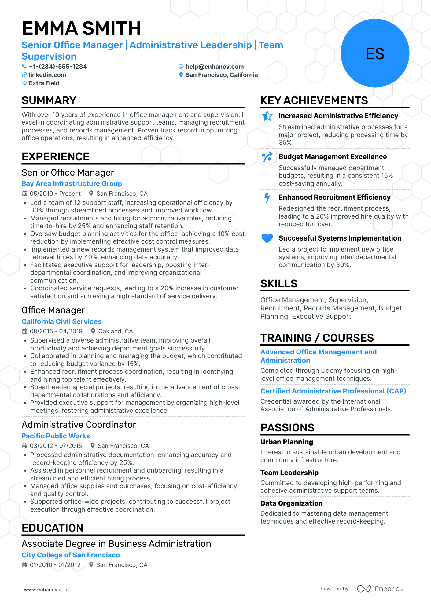 Senior Office Manager Resume Example