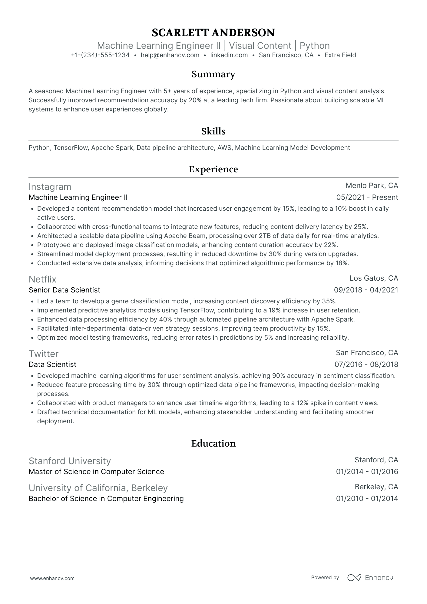 Spotify Mobile App Developer Resume Example