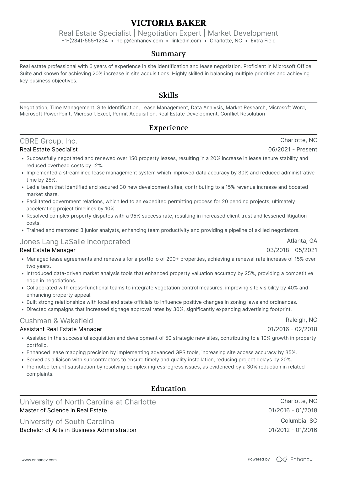 Real Estate Sales Representative Resume Example