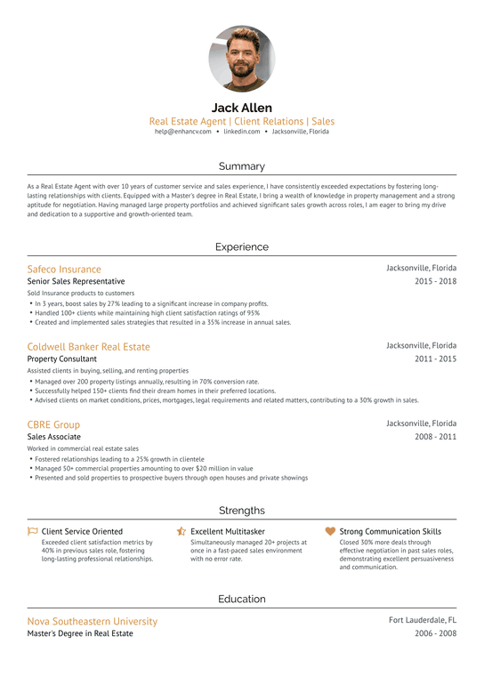 NYS Real Estate Agent Resume Example