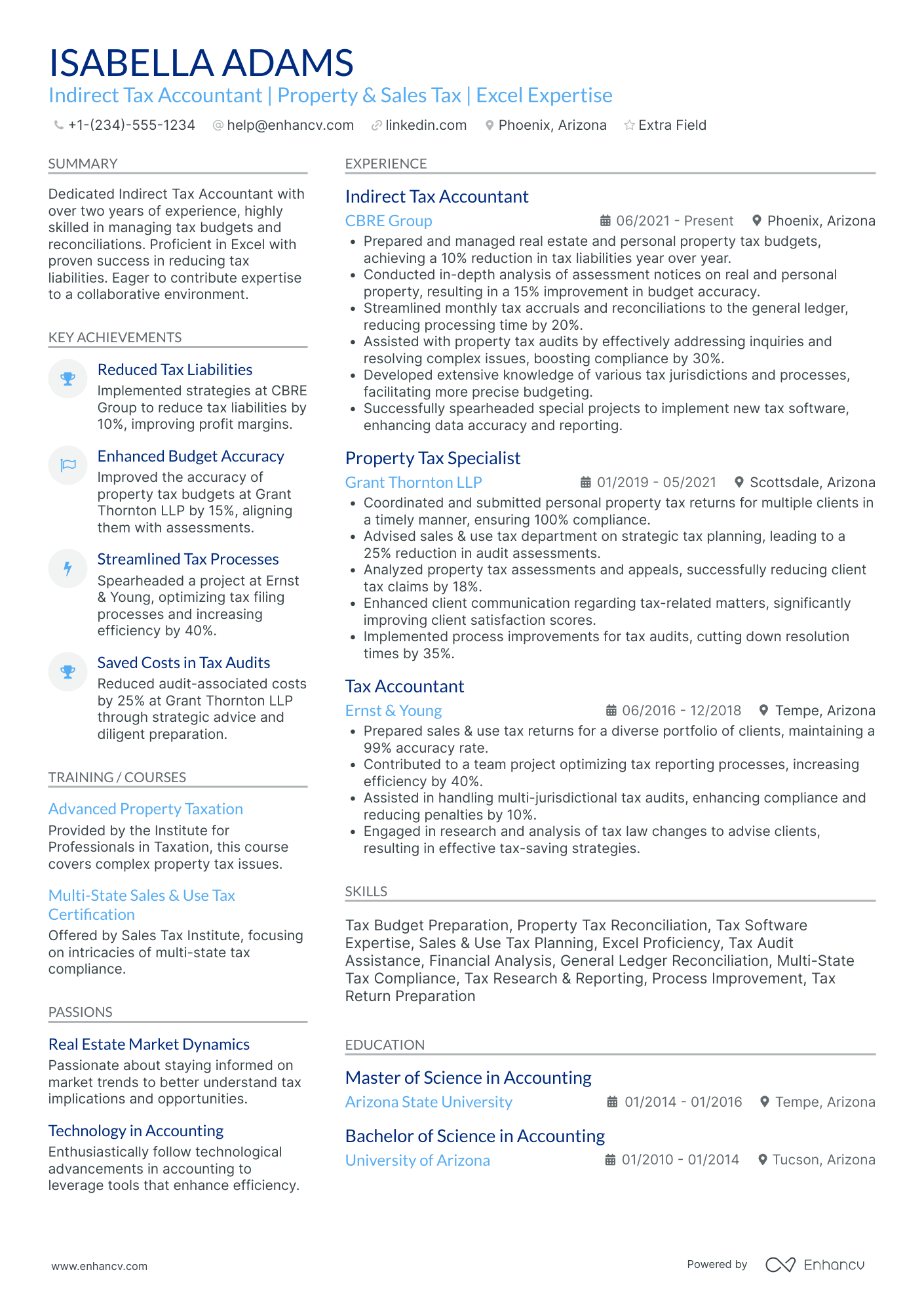 Public Tax Accountant Resume Example