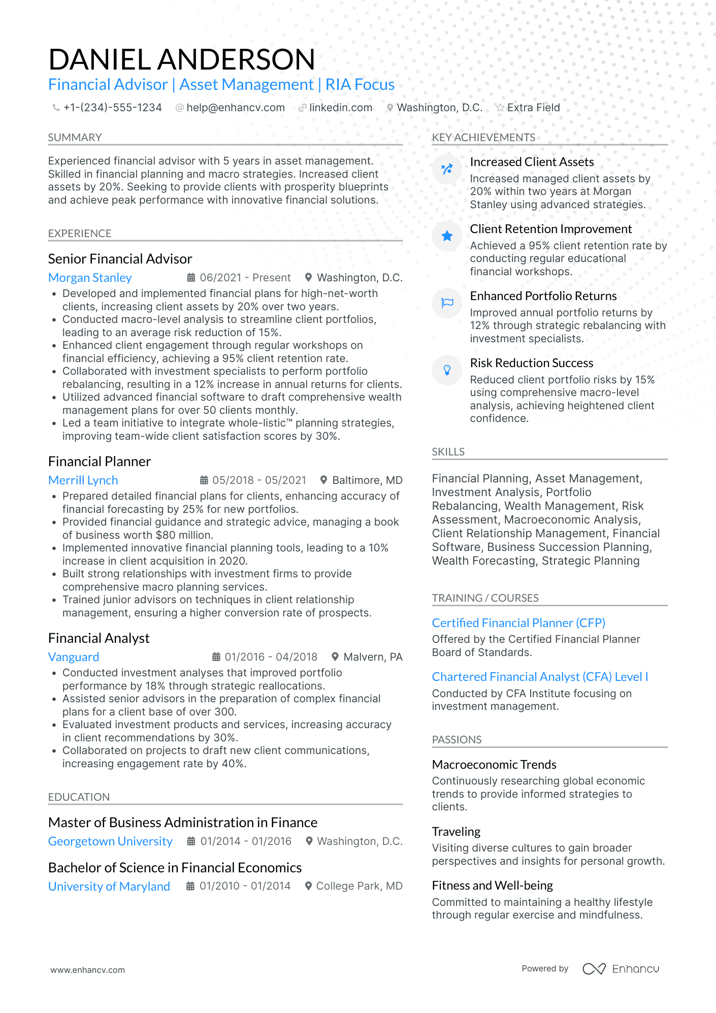 Lead Financial Advisor Resume Example