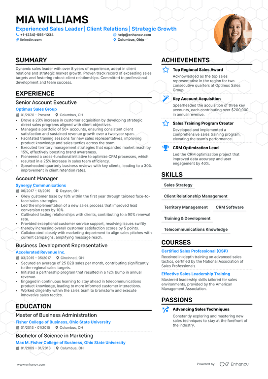 Marketing Account Manager Resume Example