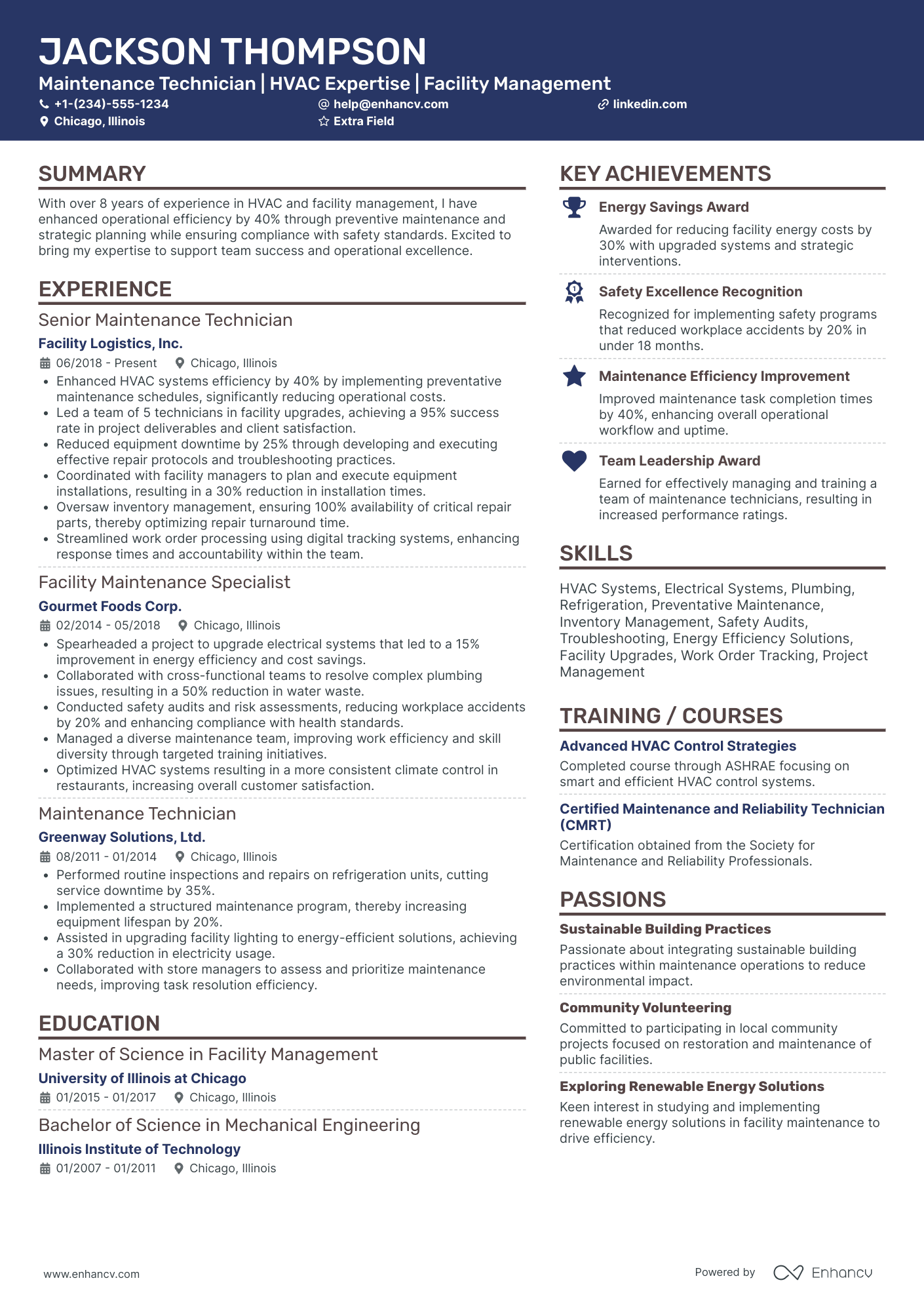 McDonalds Maintenance Technician Resume Example