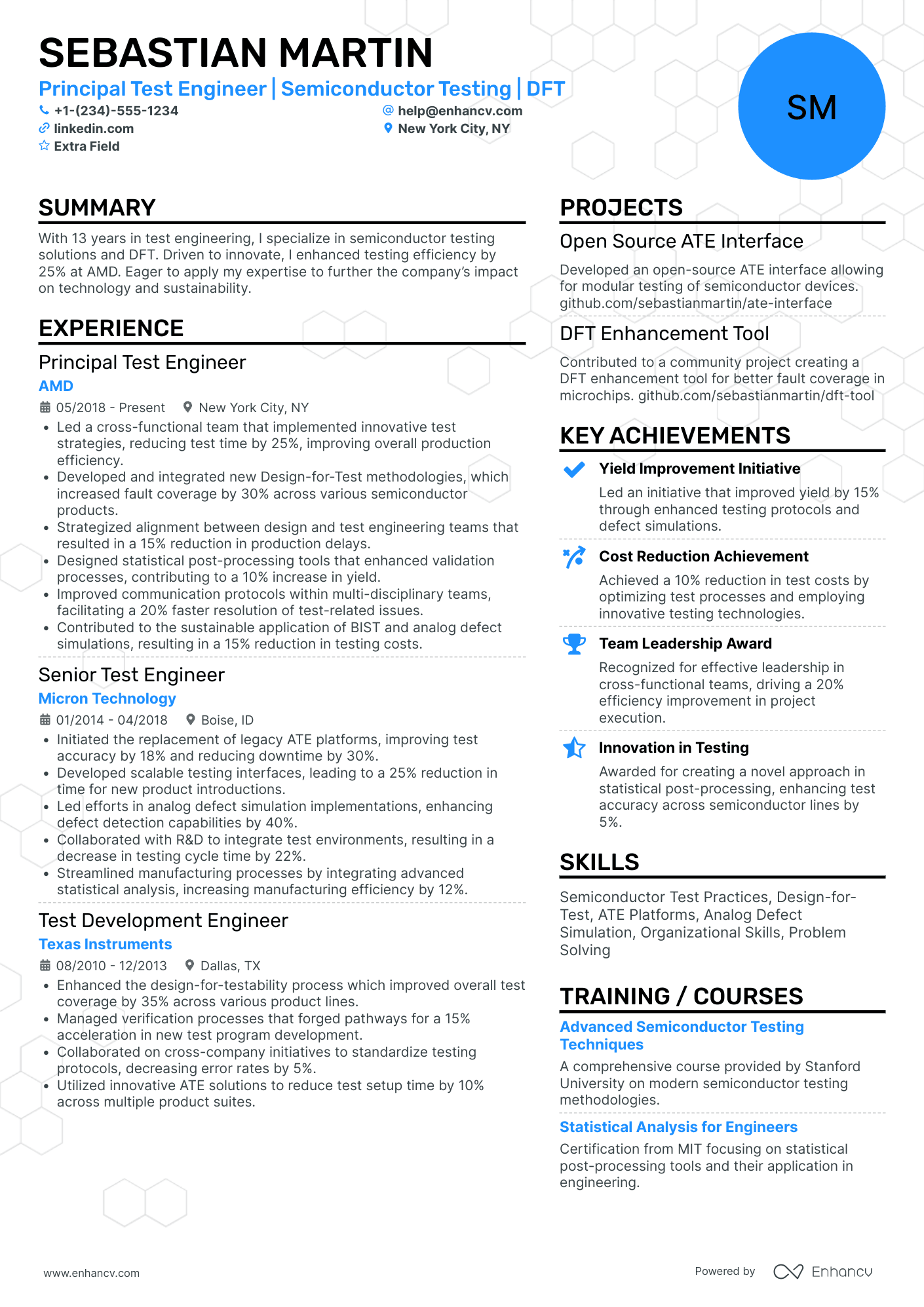 Principal Test Engineer Resume Example