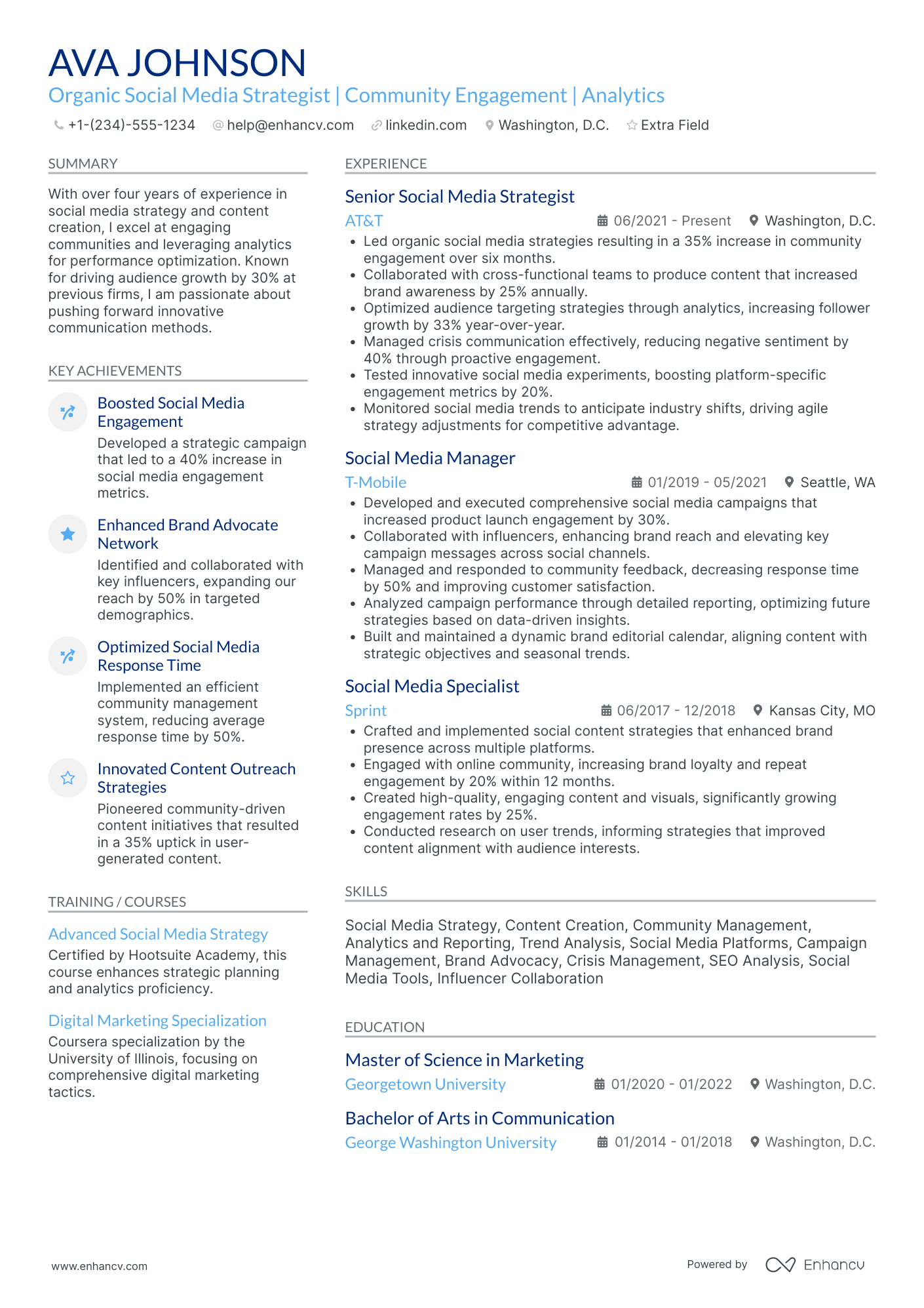 Social Media Strategy Coordinator Resume Example