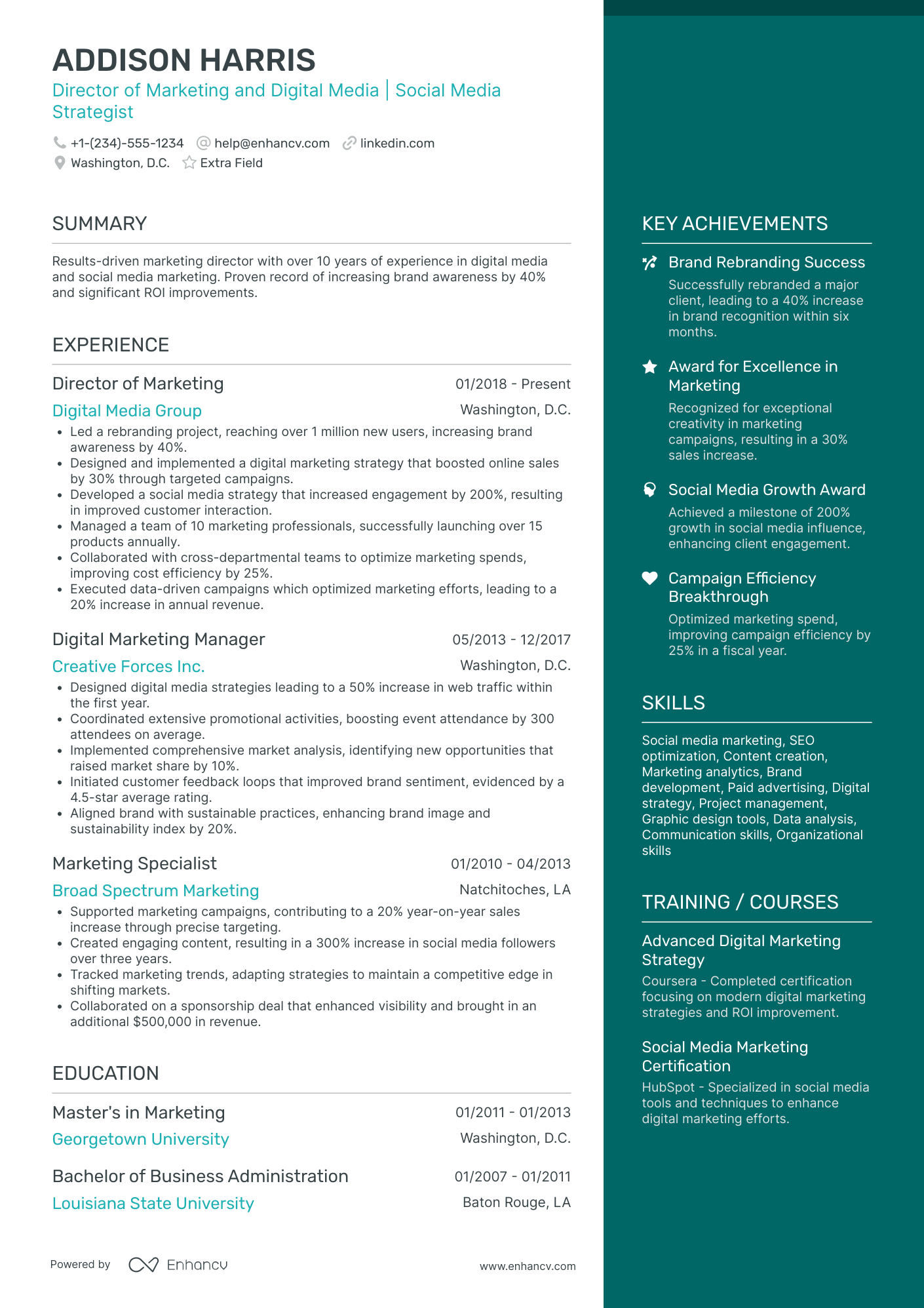 Marketing Director, Customer Acquisition Resume Example