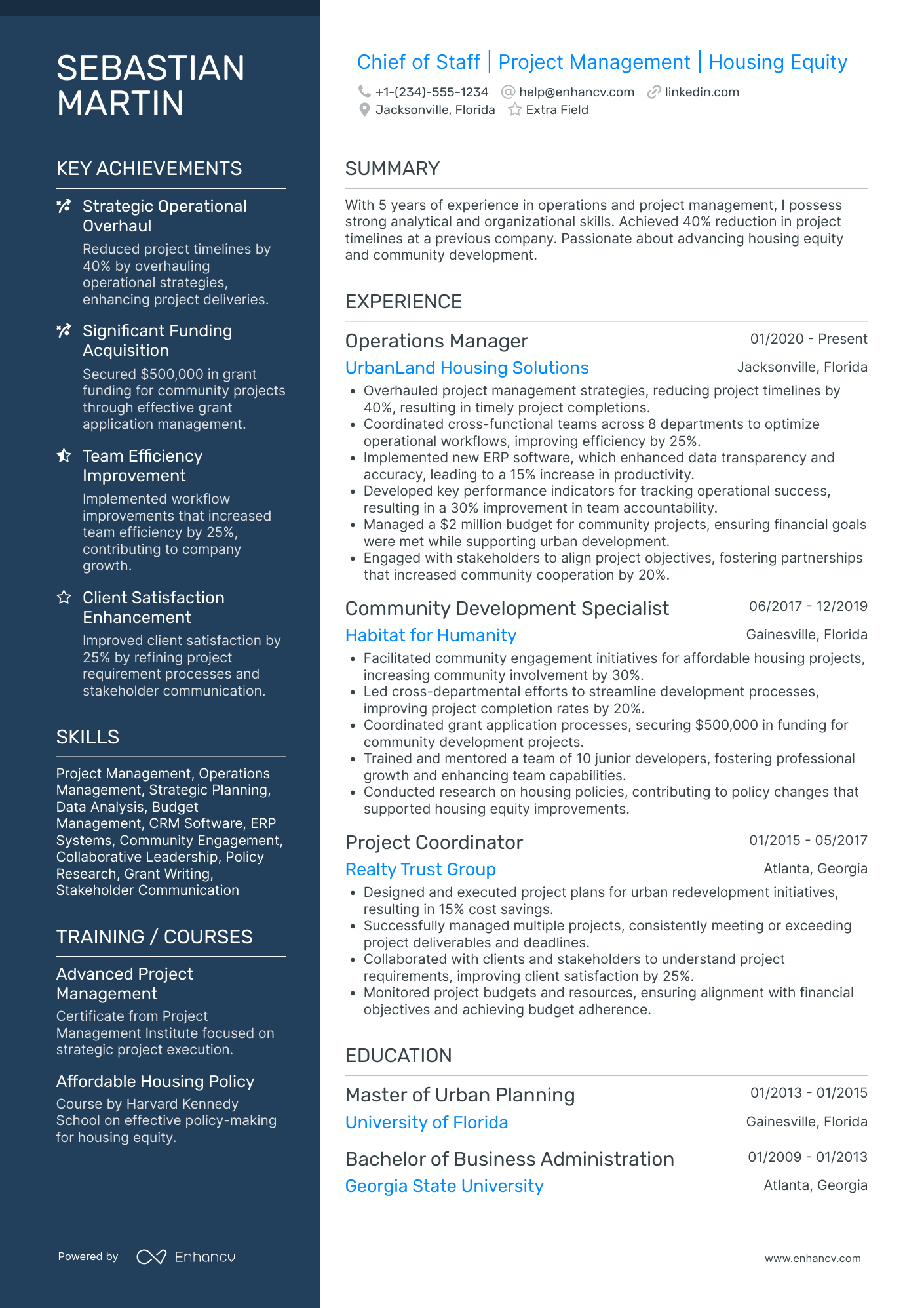 Senior Chief of Staff Resume Example