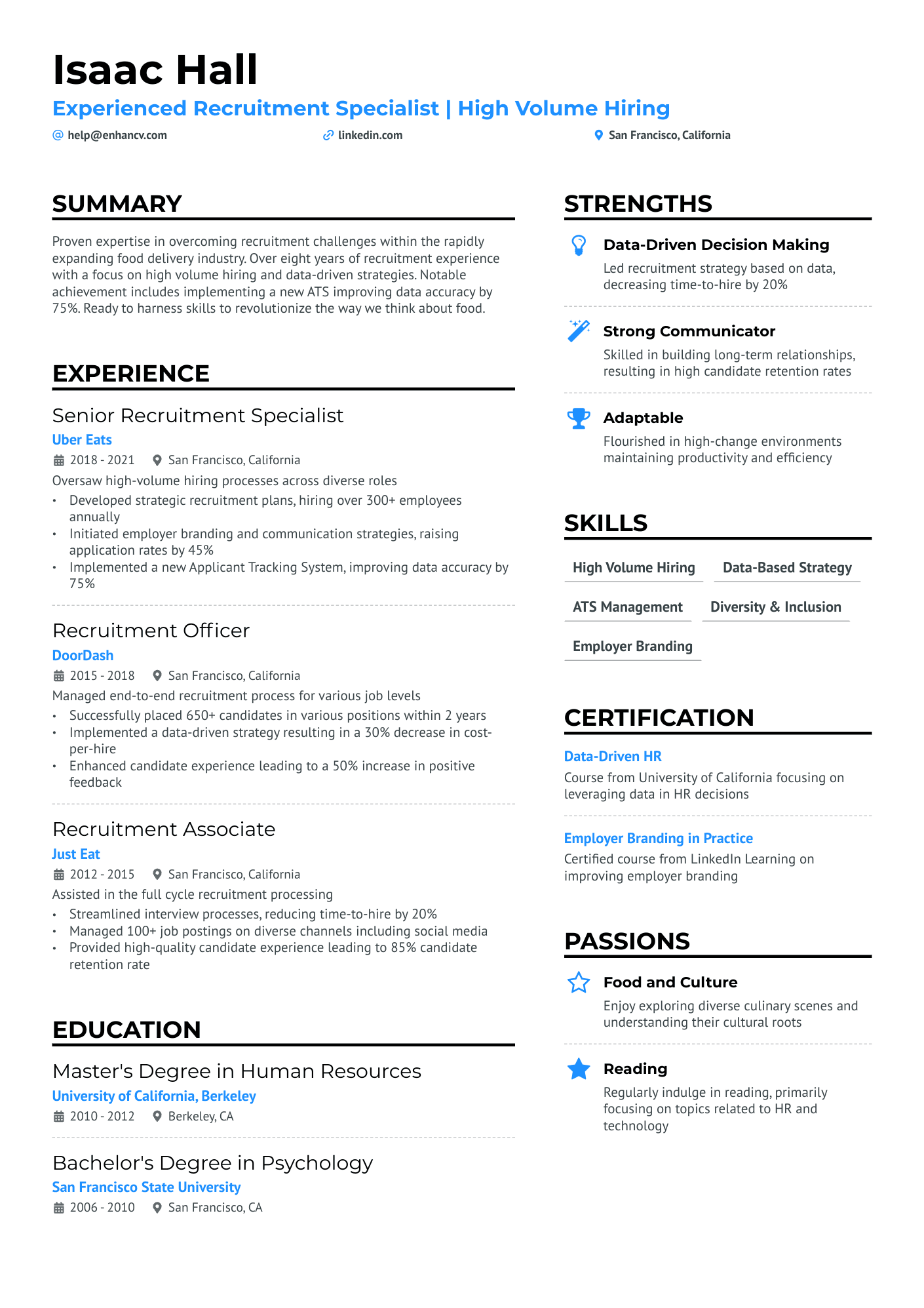 Sorority Recruiter Resume Example
