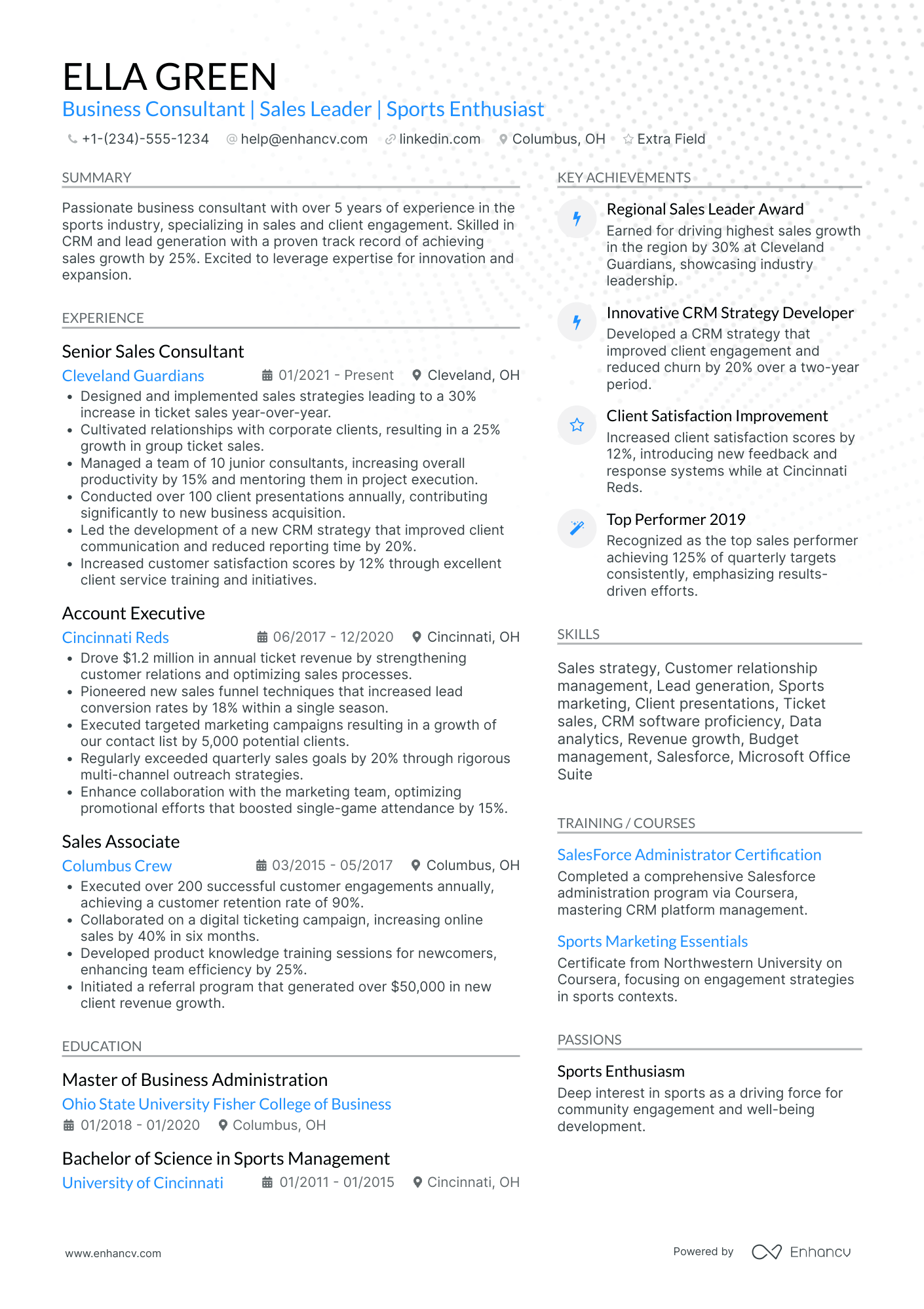 Undergraduate Business Consultant Resume Example