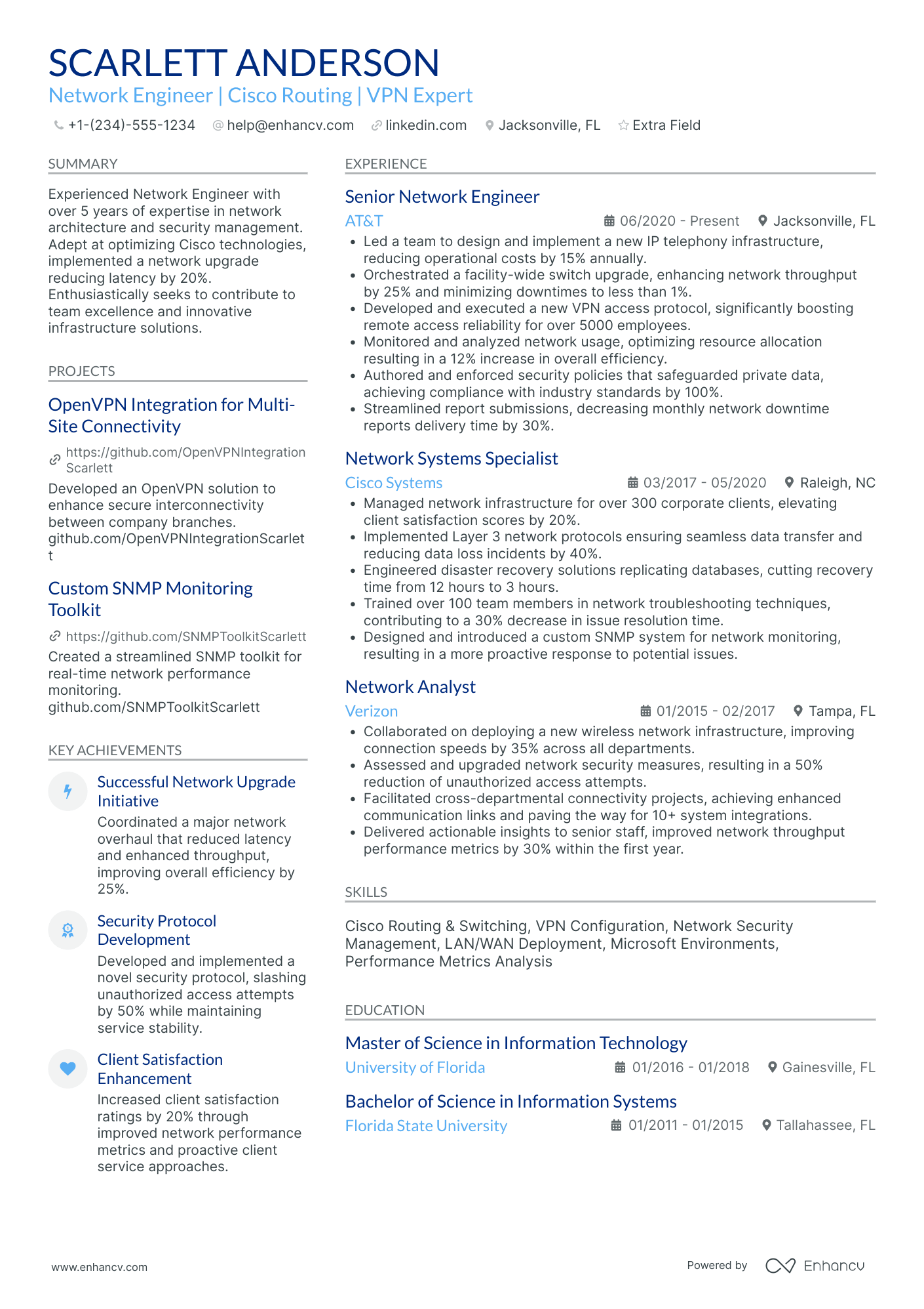 Application Network Engineer Resume Example