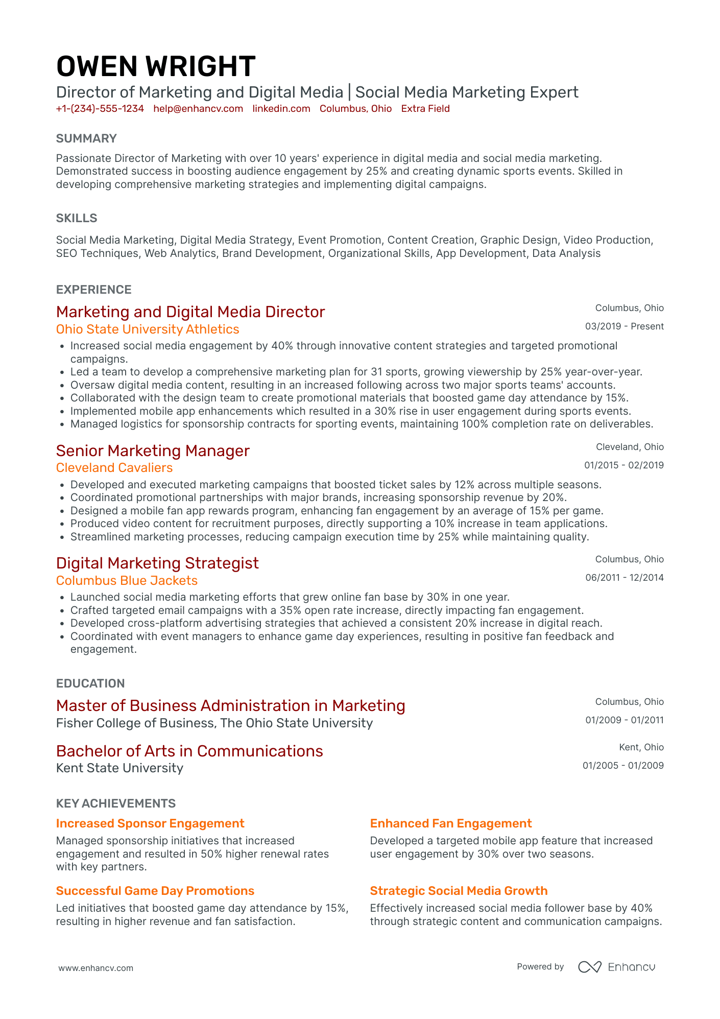 Global Marketing Director Resume Example