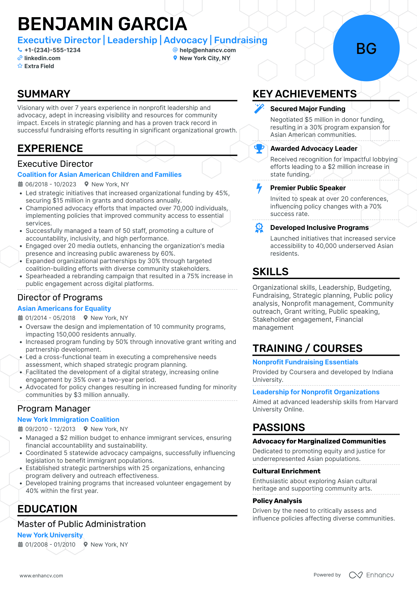 Executive Director of Nonprofit Organization Resume Example