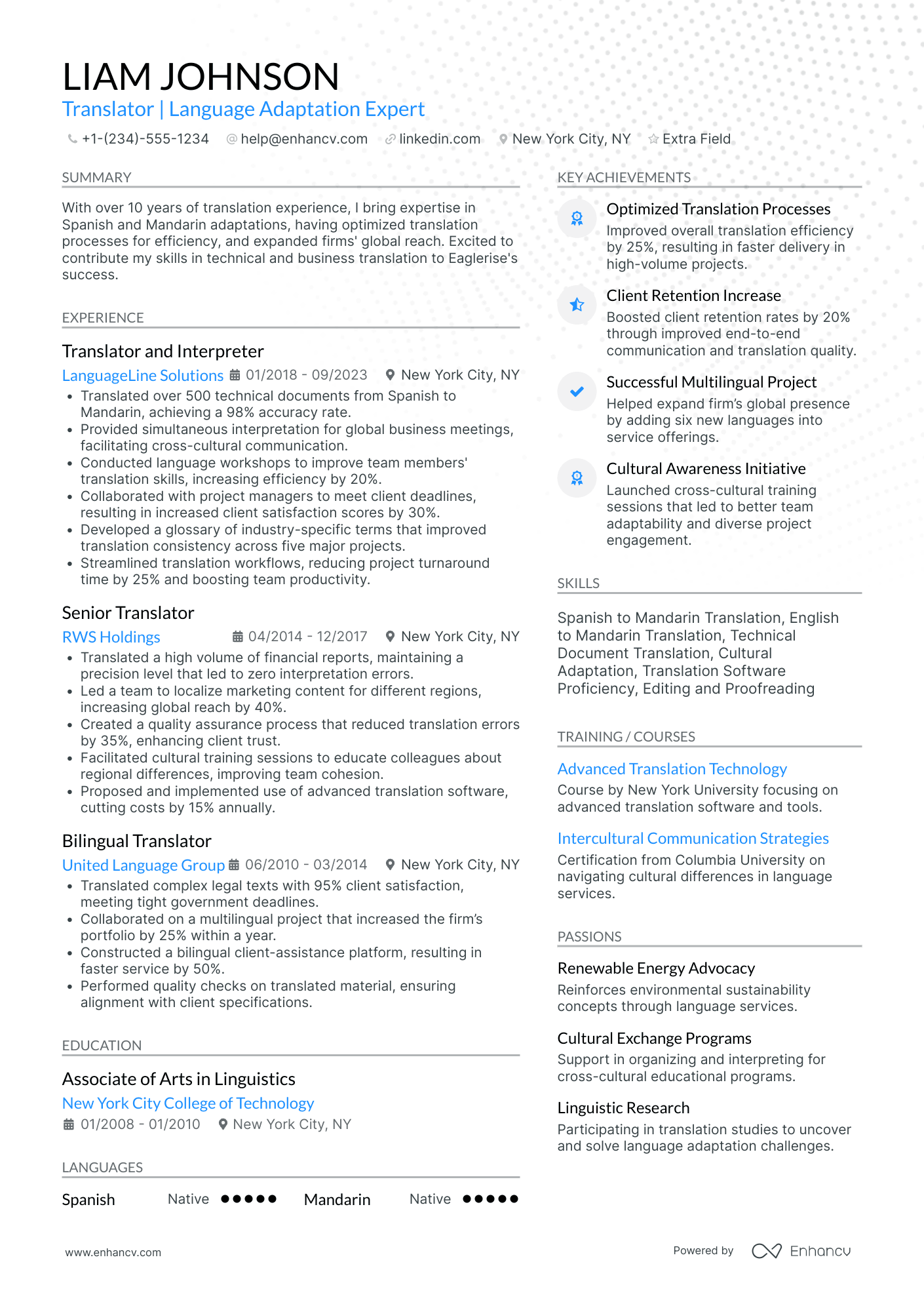 Private English Tutor Resume Example