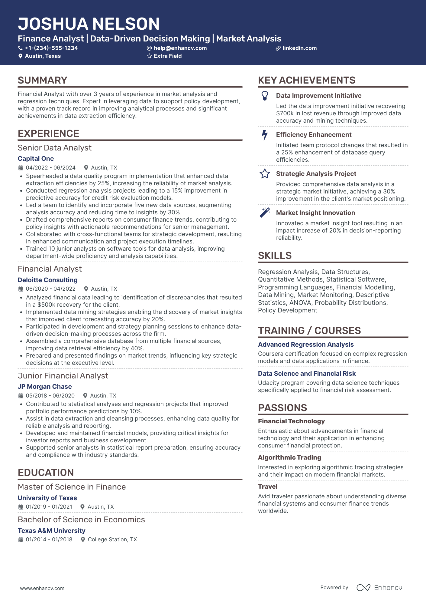 Financial Analyst Director Resume Example