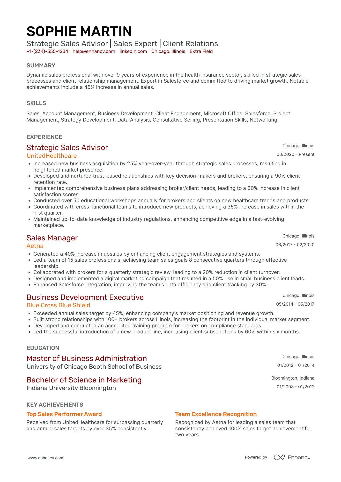 Travel Insurance Sales Advisor Resume Example