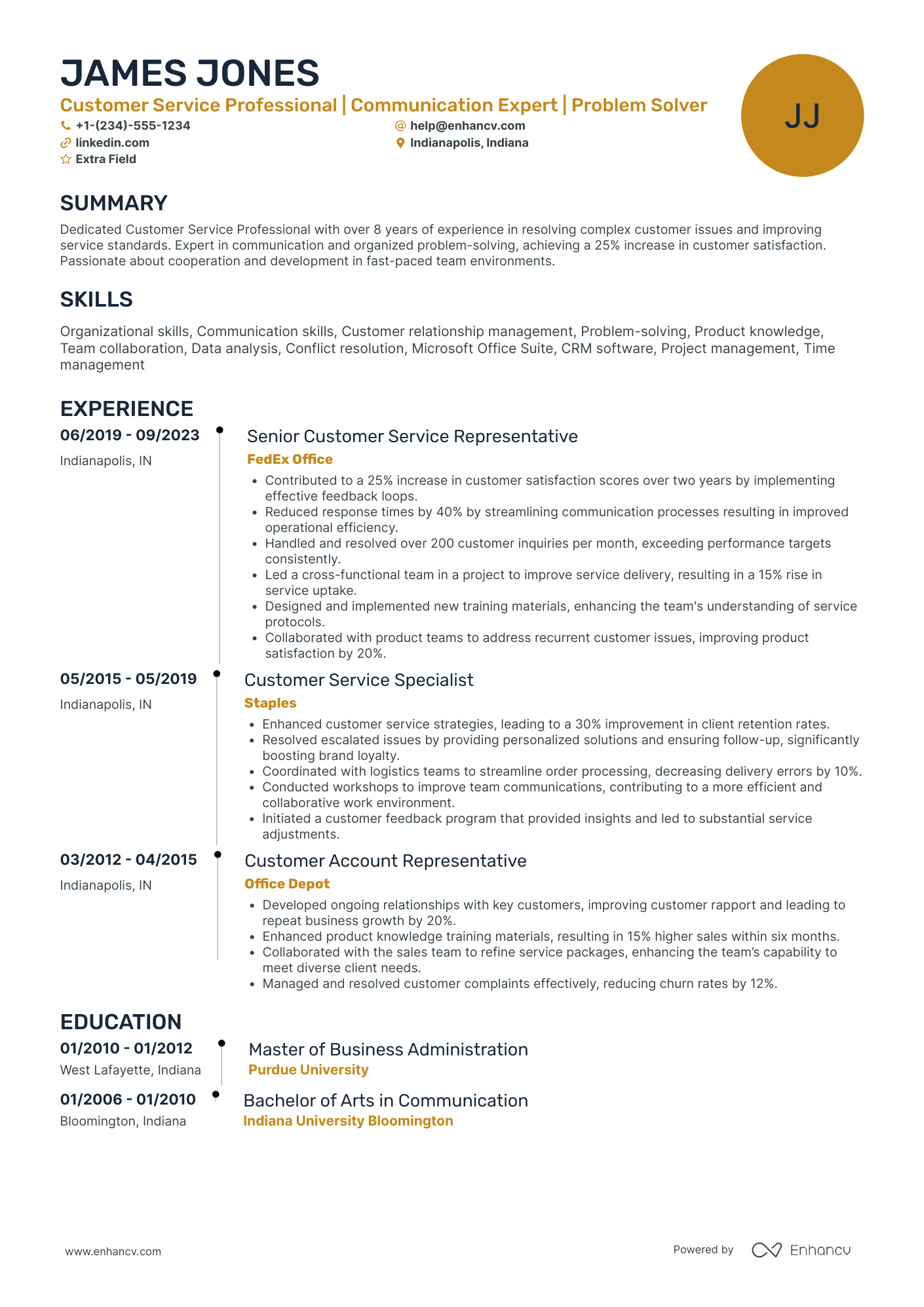 Escape Room Customer Service Representative Resume Example