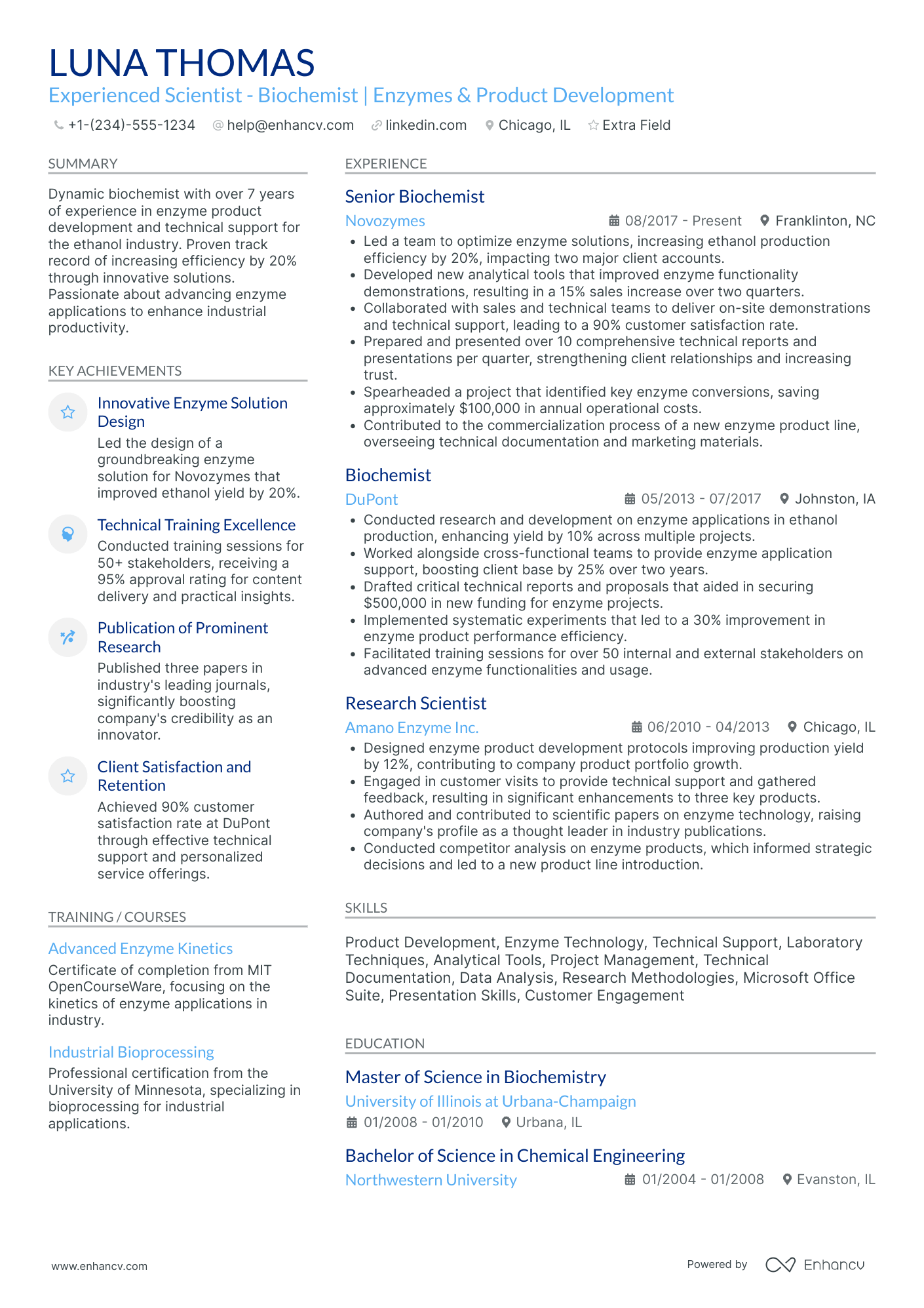 Biochemist Resume Example